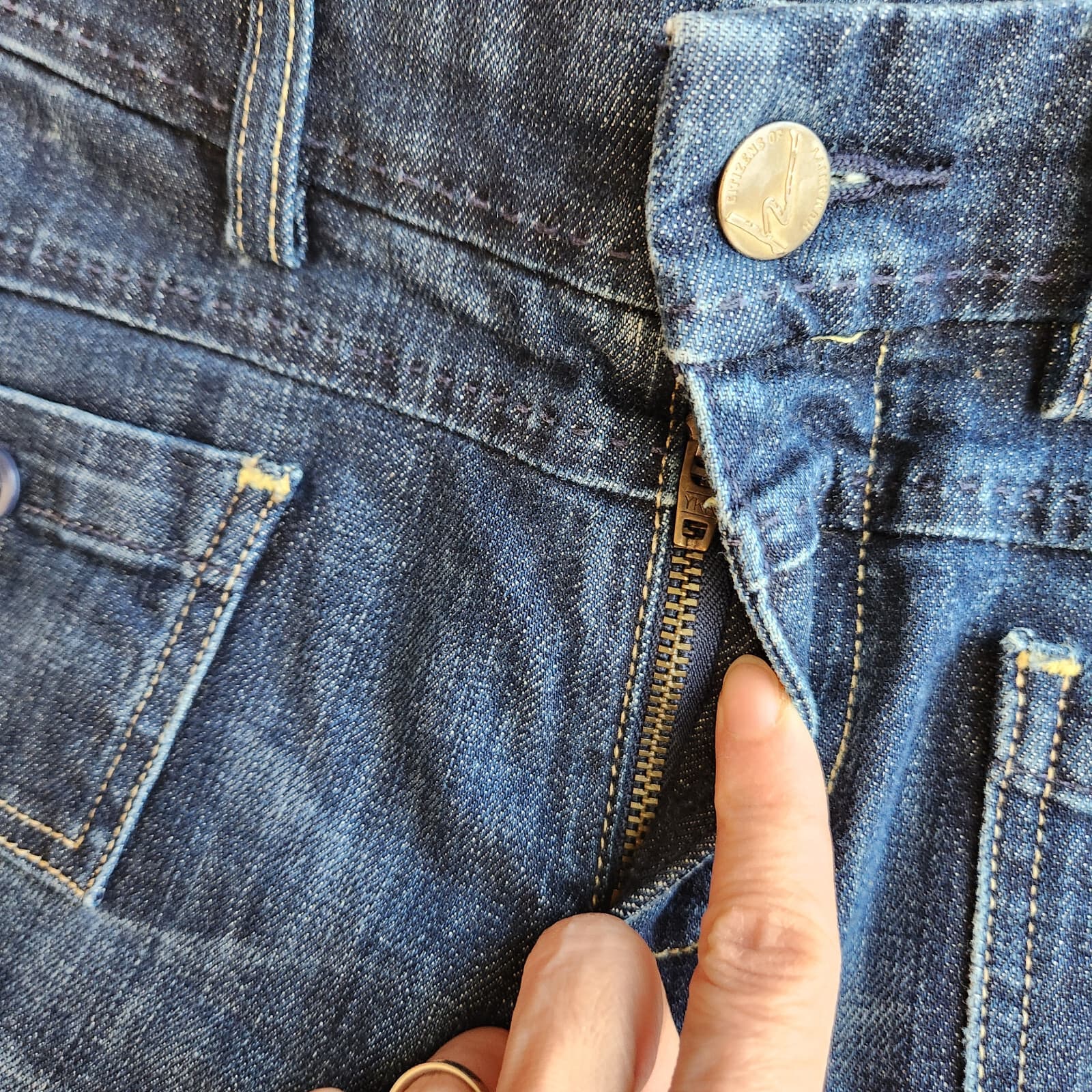 Citizens of Humanity Kelly Low Waist Bootcut Jeans Patch-Pocket Zip Blue Sz.31 - Thumbnail 5