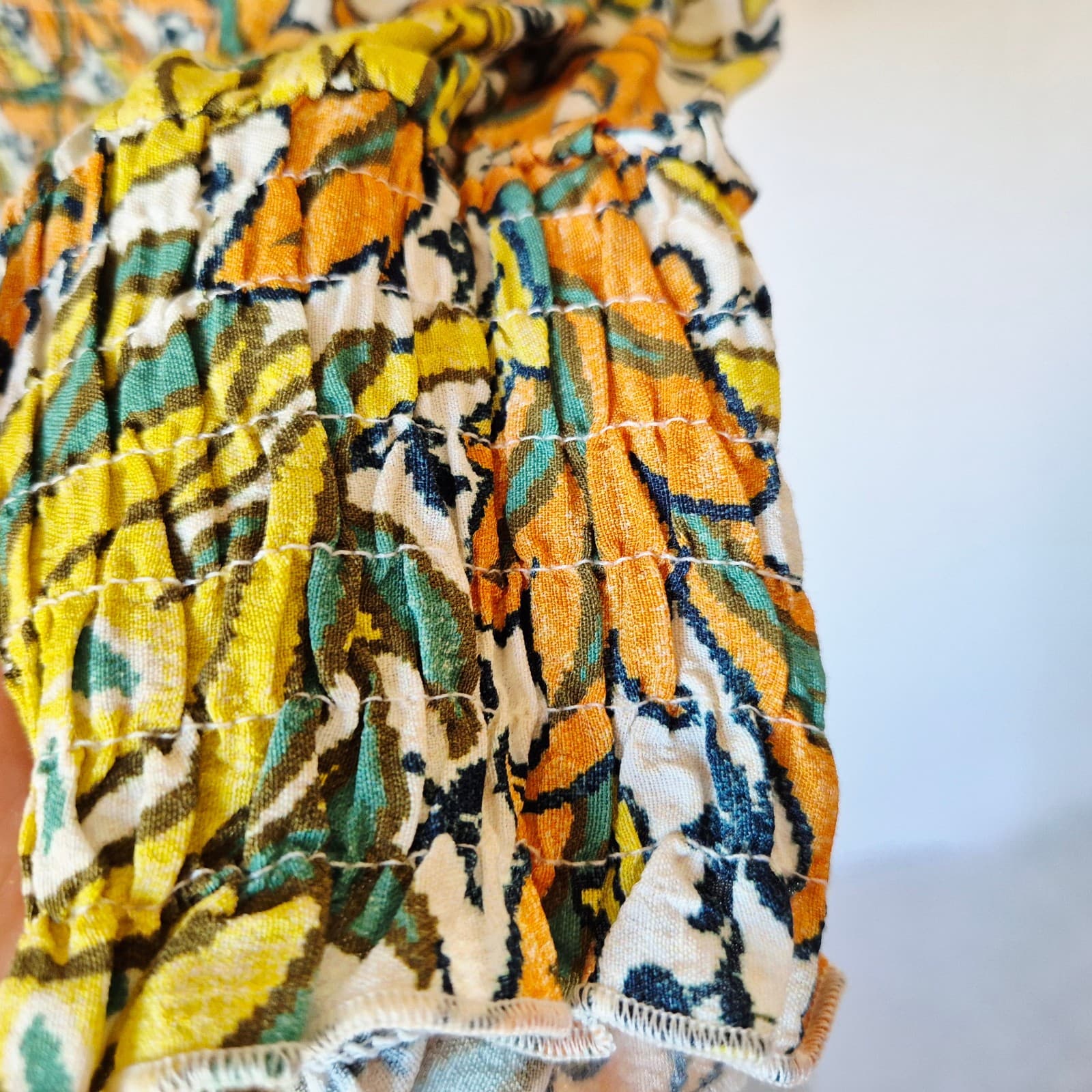 NWT Anthropologie $98 The Rayna Floral Smocked Top Long Sleeve Square Neck Sz.M - Thumbnail 6