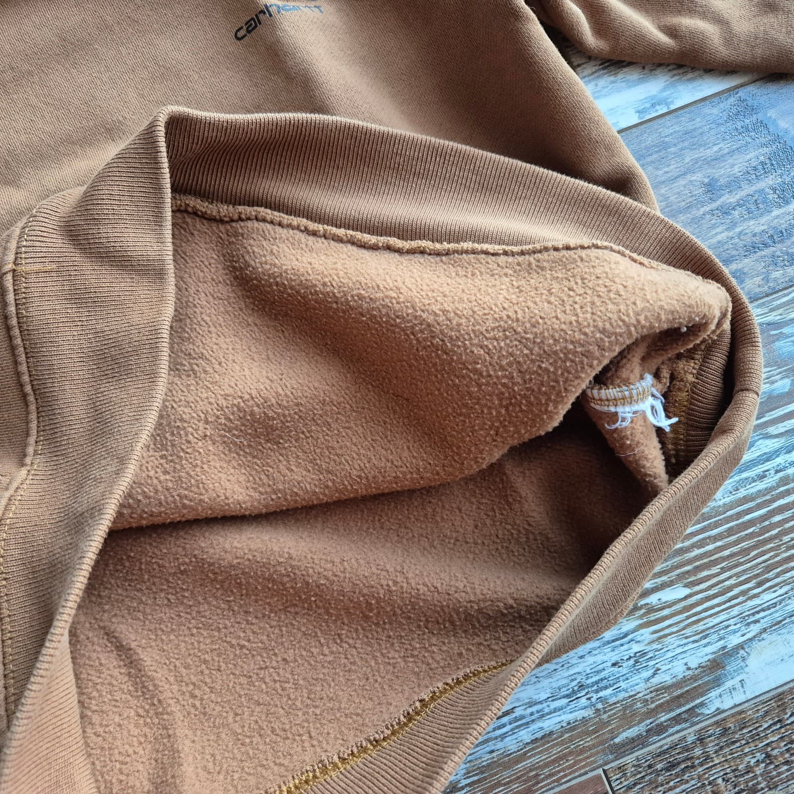 Carhartt Boys M (10-12) Hooded Fleece Lined Sweatshirt Long Sleeve Pocket Brown - Thumbnail 9