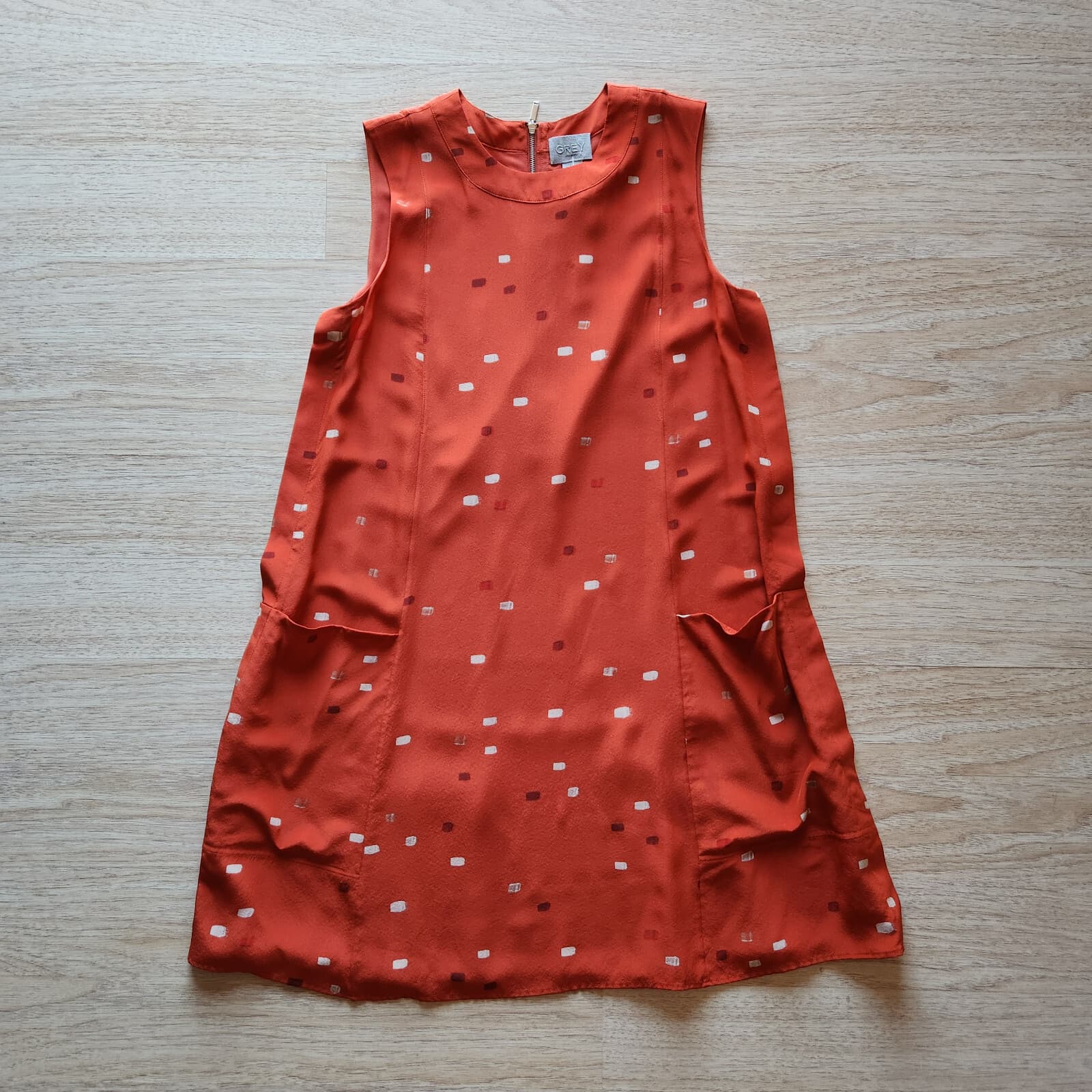 NWT $495 Grey Jason Wu Silk Dash Tangerine Multi Mini Shift Dress Sleeveless 6 - Thumbnail 5