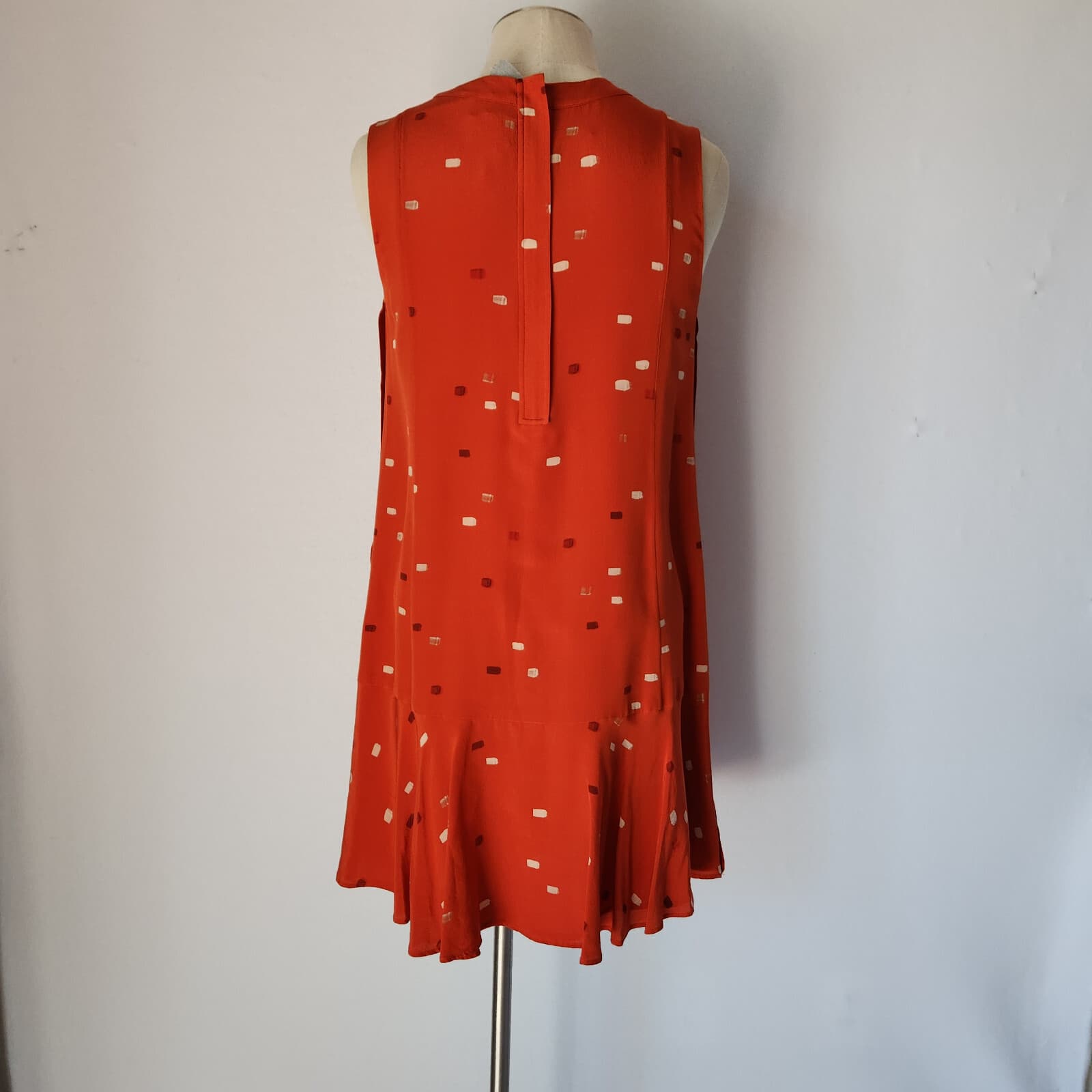 NWT $495 Grey Jason Wu Silk Dash Tangerine Multi Mini Shift Dress Sleeveless 6 - Thumbnail 6