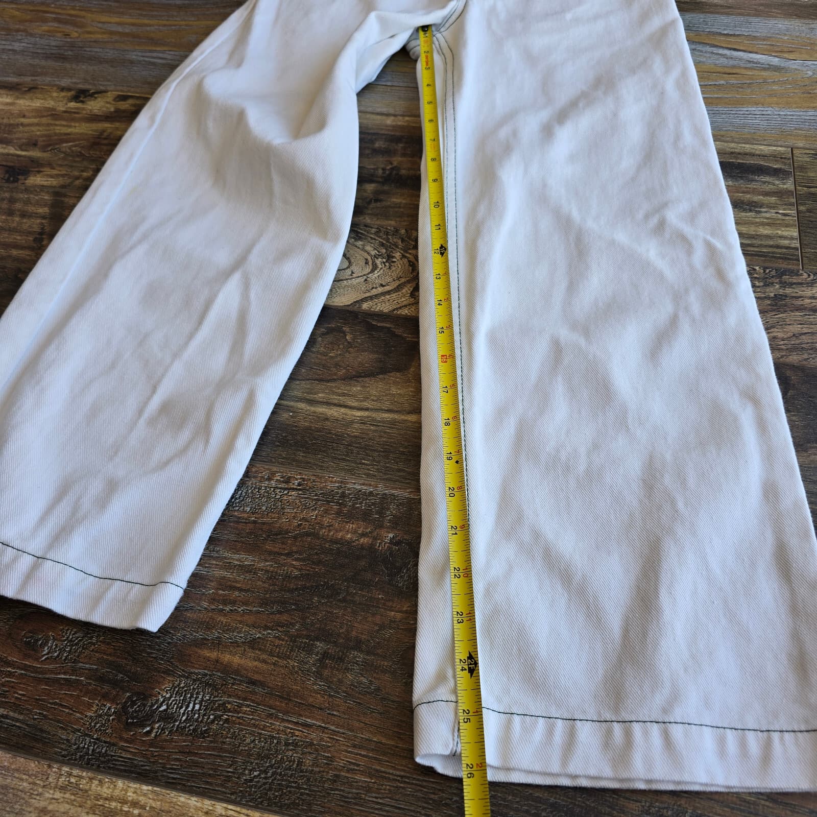 Vintage Blue Comet Made in USA Straight Wide-Leg Jeans Zip White Cotton Women 24 - Thumbnail 11