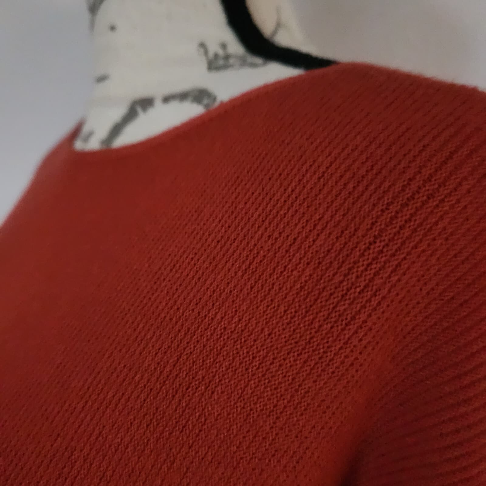 Meo Meli Ribbed Knit Ruffle Hem Midi Sweater Dress Long Sleeve Red One Size - Thumbnail 4
