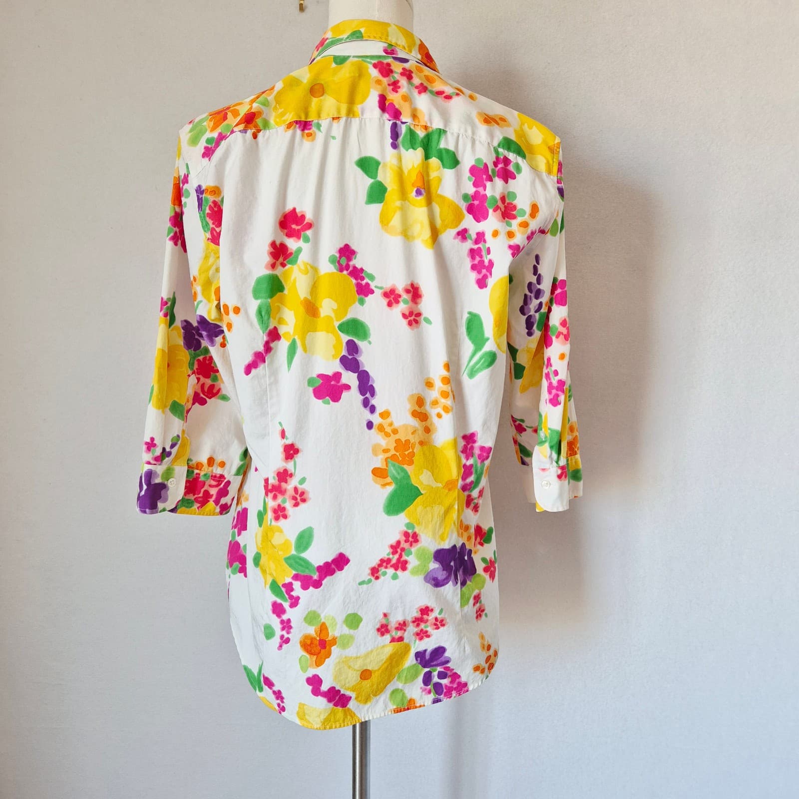 Ralph Lauren Black Label Floral Water Color Button-Up Shirt 3/4 Sleeve Bust 43" - Thumbnail 5