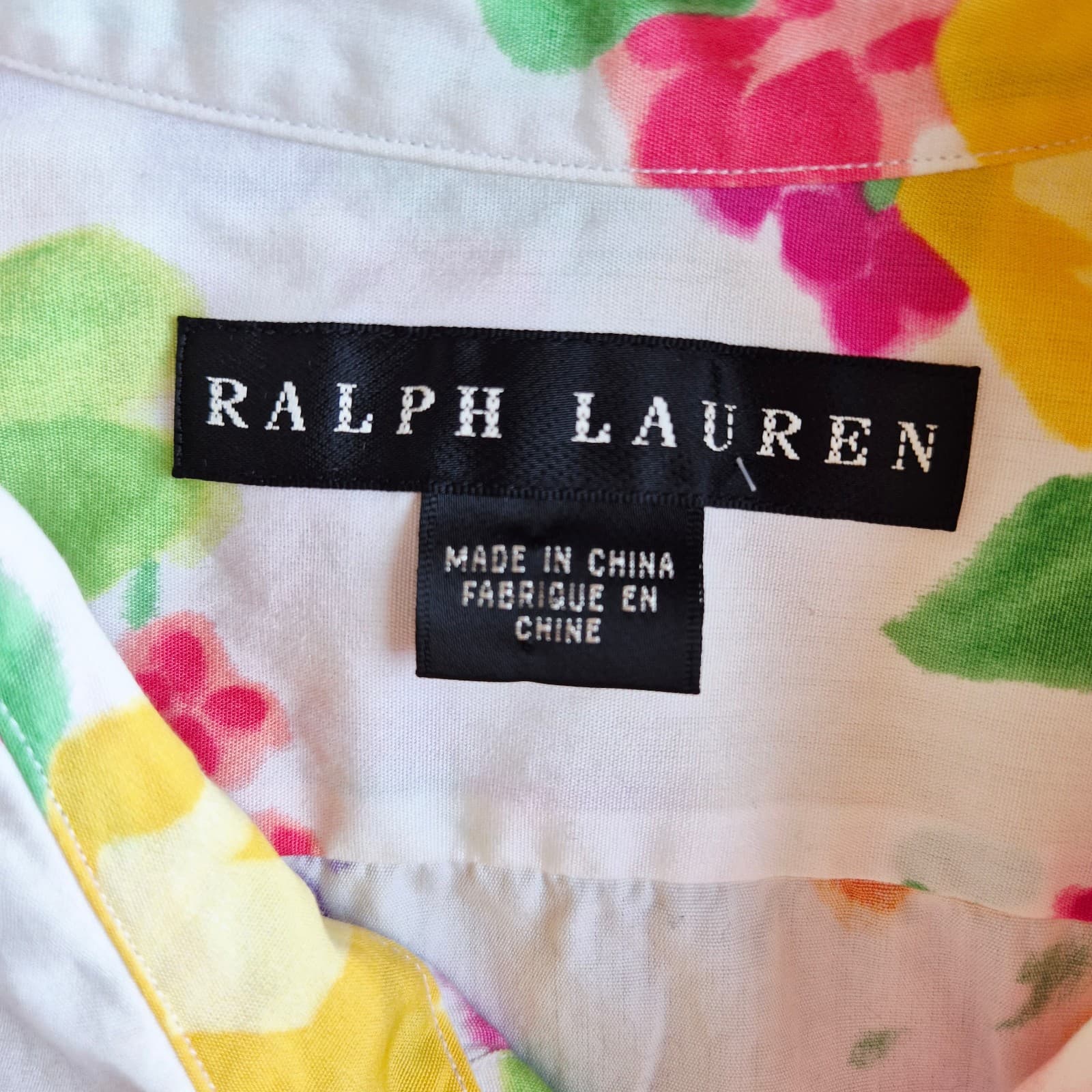 Ralph Lauren Black Label Floral Water Color Button-Up Shirt 3/4 Sleeve Bust 43" - Thumbnail 6
