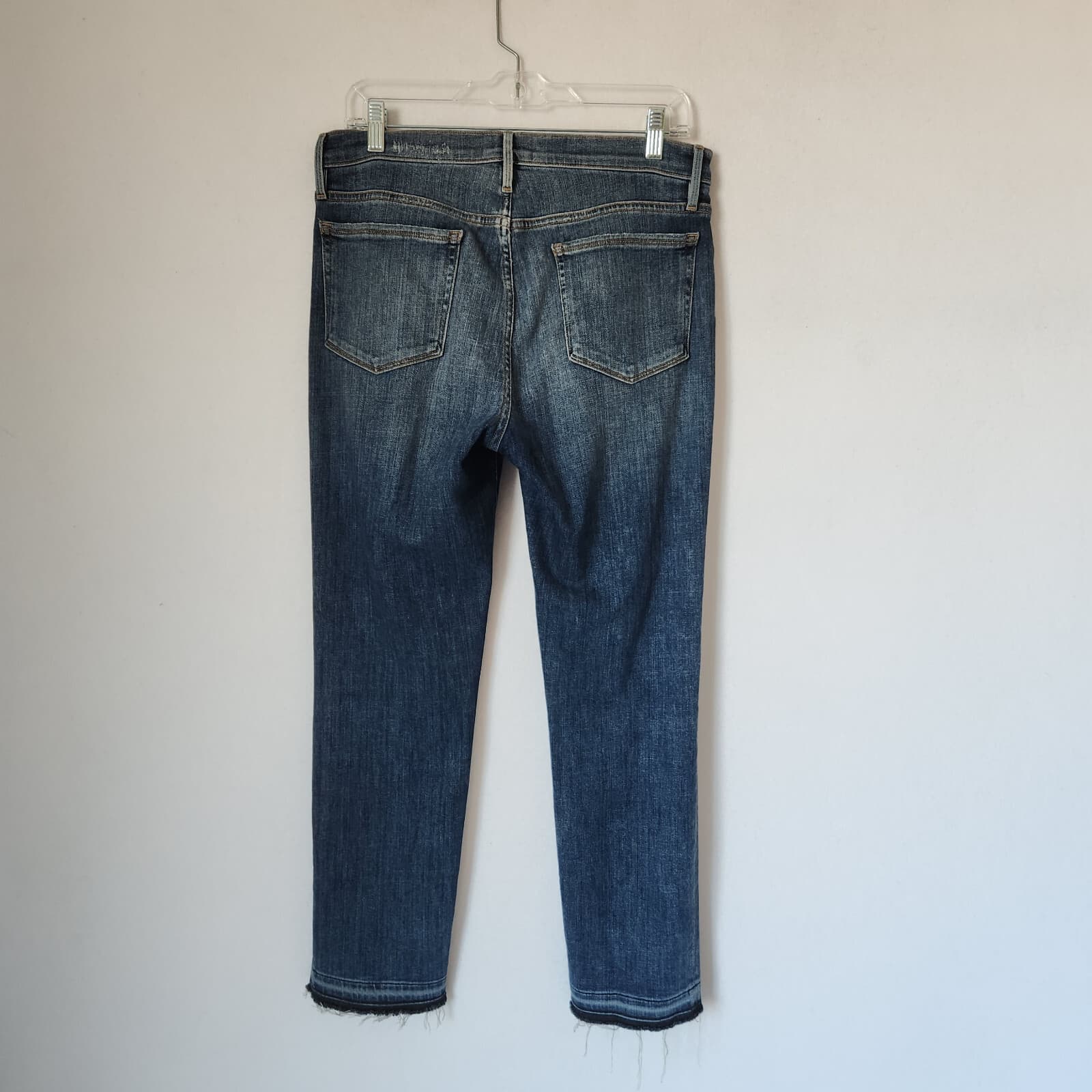 FRAME Le Nouveau Straight Slit- Raw Hem Jeans Zip Medium-Wash Blue Women's 29 - Thumbnail 6