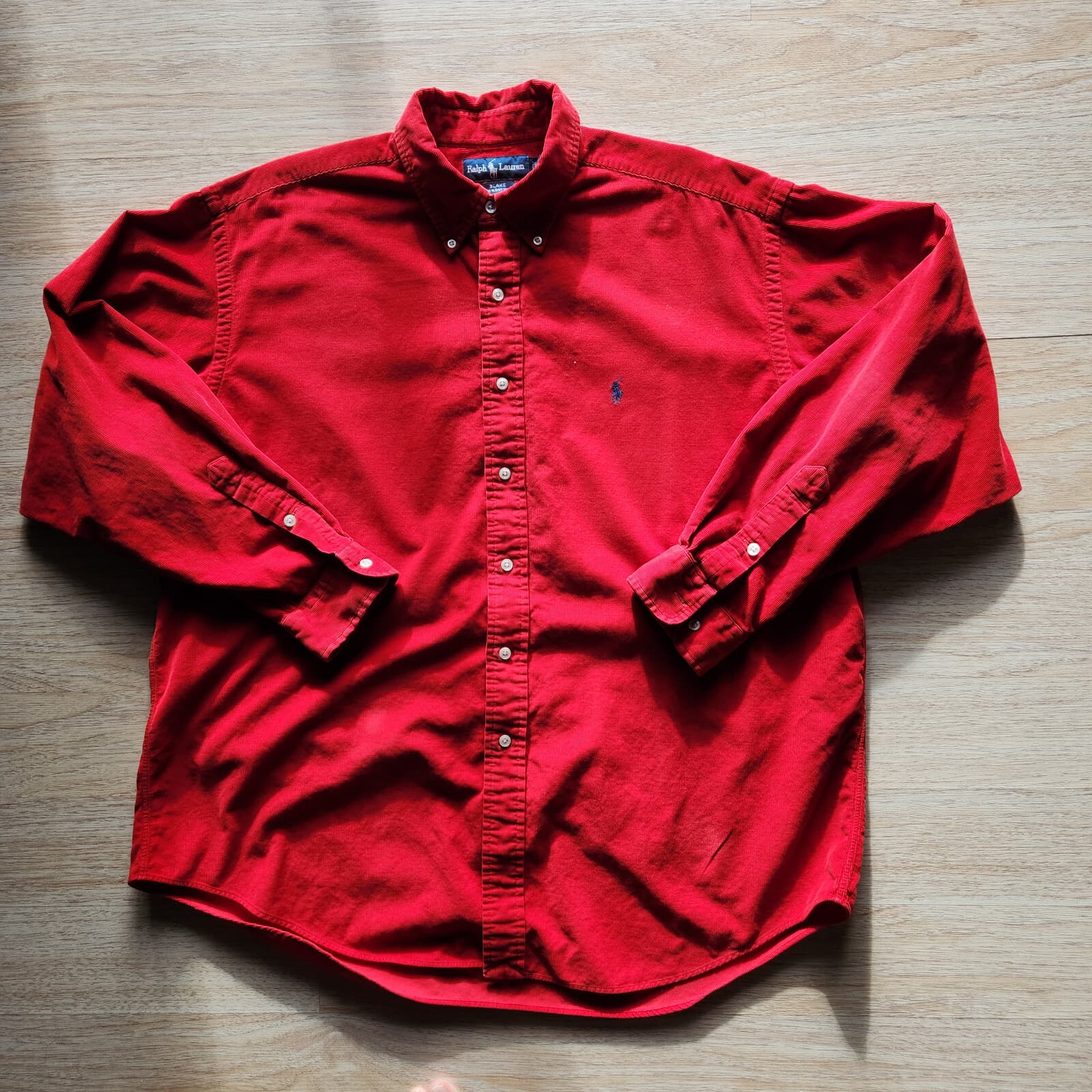 Ralph Lauren Blake Corduroy 100% Cotton Shirt Button-Up Long Sleeve Red Men's XL - Thumbnail 3
