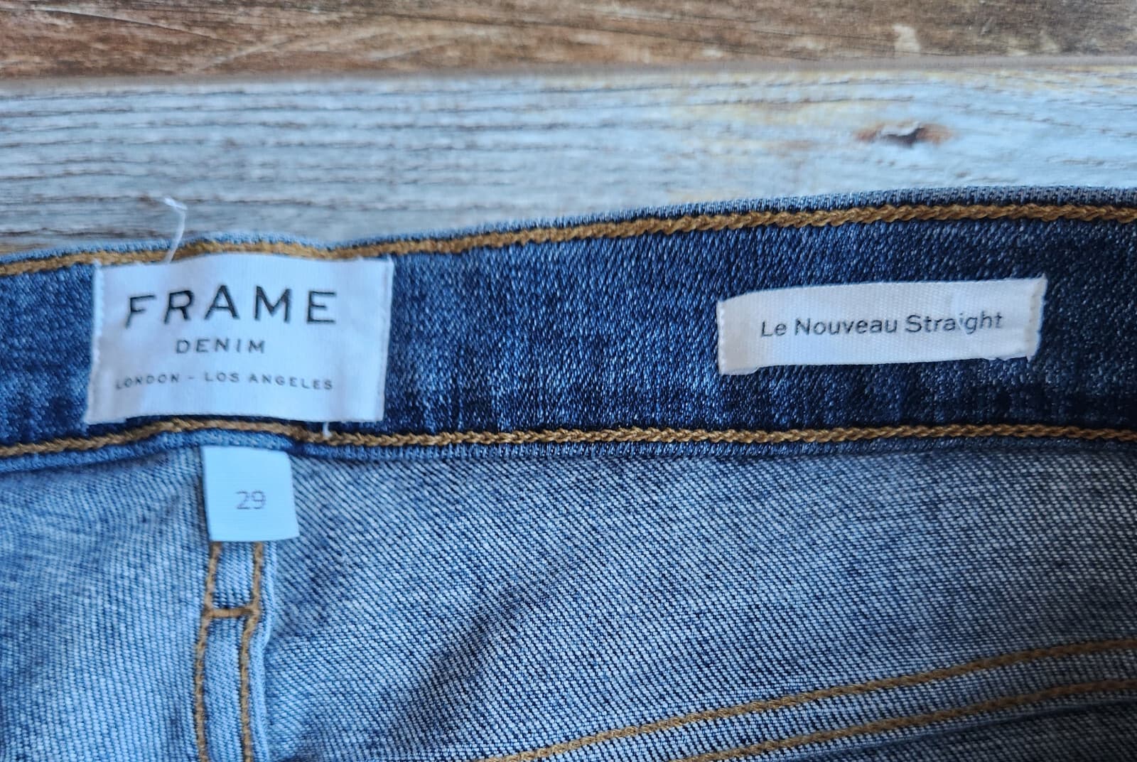 FRAME Le Nouveau Straight Slit- Raw Hem Jeans Zip Medium-Wash Blue Women's 29 - Thumbnail 8