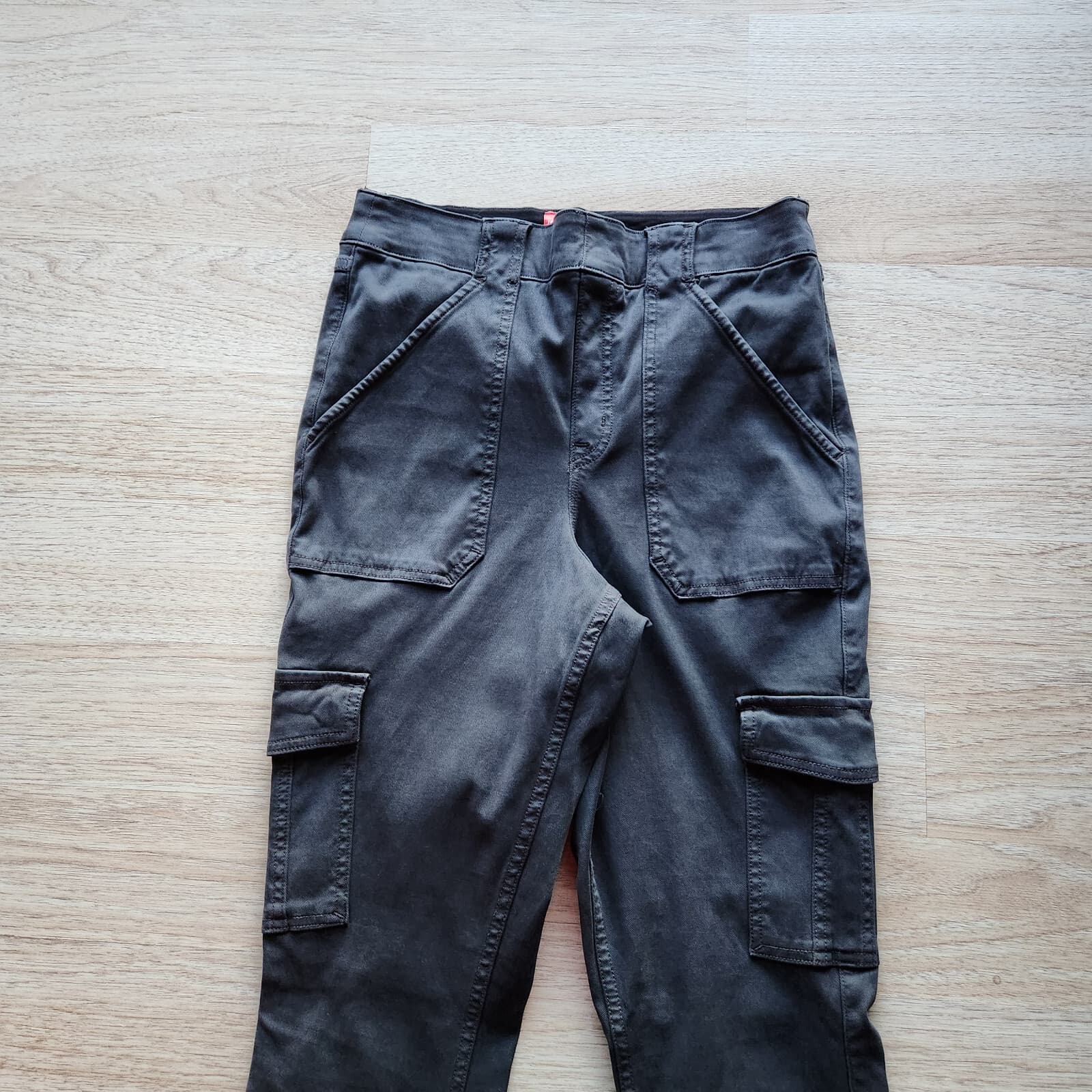 Spanx Stretch Twill Ankle Cargo High Rise Pants Pull-On Washed Black Women's L - Thumbnail 4