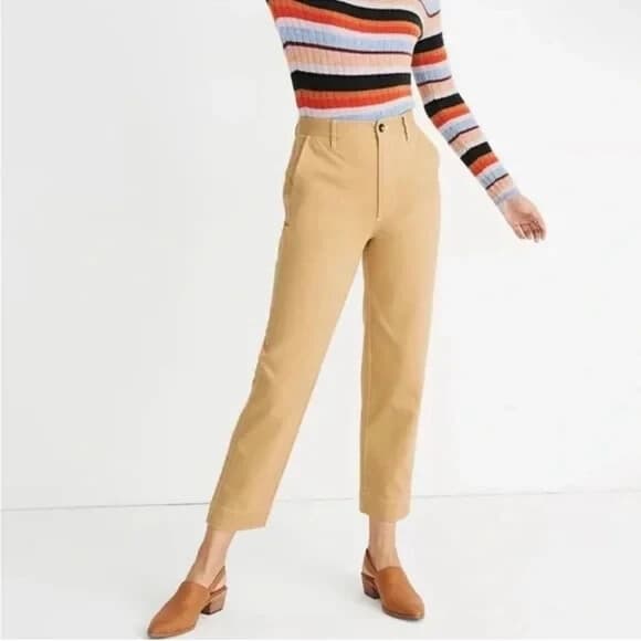 Madewell Tapered High Waist Croppe Pants Pocket Cotton Blend Desert Dune Sz.27