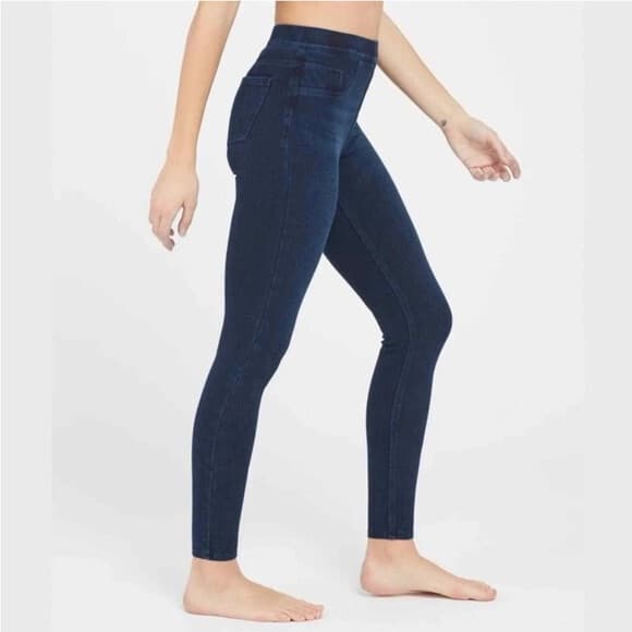 SPANX Jean-ish Ankle Legging Pull-On Back-Pocket Stretch Cotton Blend Blue Sz.M - Thumbnail 5