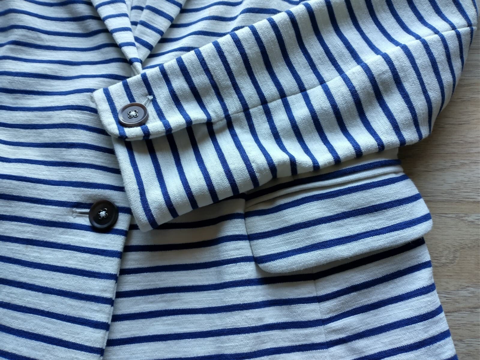 J.Crew Maritime Cotton Blend Knit Blazer Button Blue White Prep Stripe Sz.S - Thumbnail 10