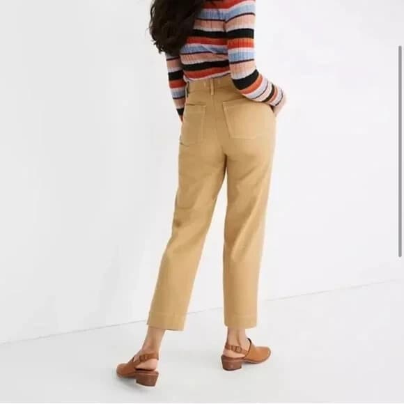 Madewell Tapered High Waist Croppe Pants Pocket Cotton Blend Desert Dune Sz.27 - Thumbnail 5