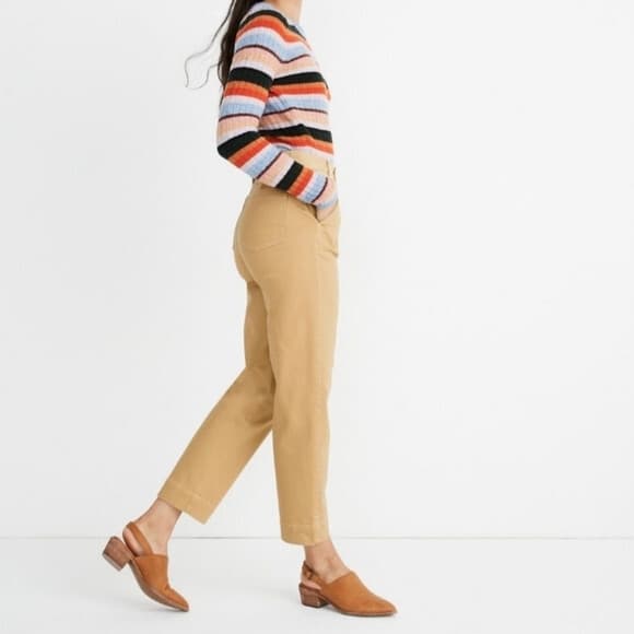 Madewell Tapered High Waist Croppe Pants Pocket Cotton Blend Desert Dune Sz.27 - Thumbnail 4