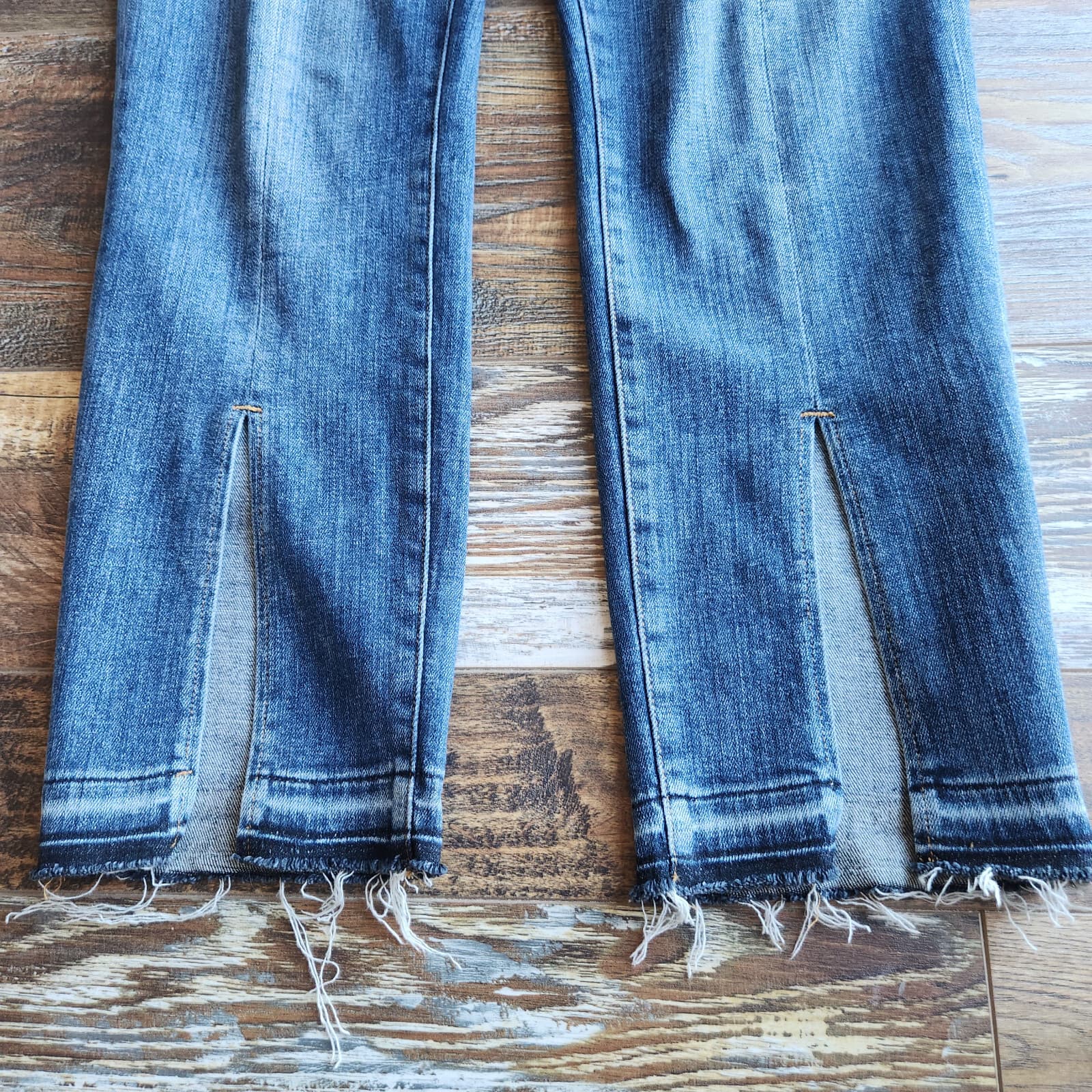 FRAME Le Nouveau Straight Slit- Raw Hem Jeans Zip Medium-Wash Blue Women's 29 - Thumbnail 5