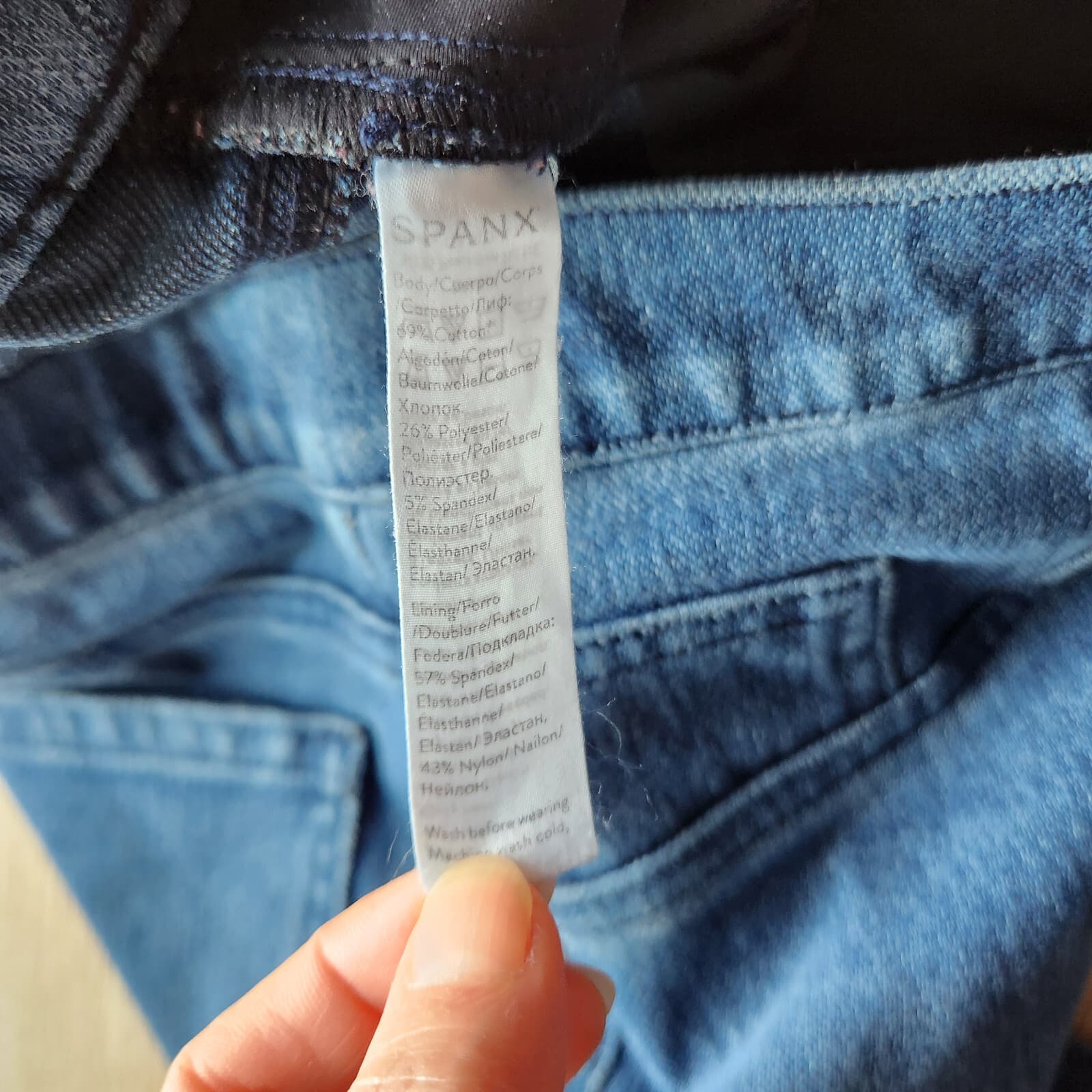 SPANX Jean-ish Ankle Legging Pull-On Back-Pocket Stretch Cotton Blend Blue Sz.M - Thumbnail 9