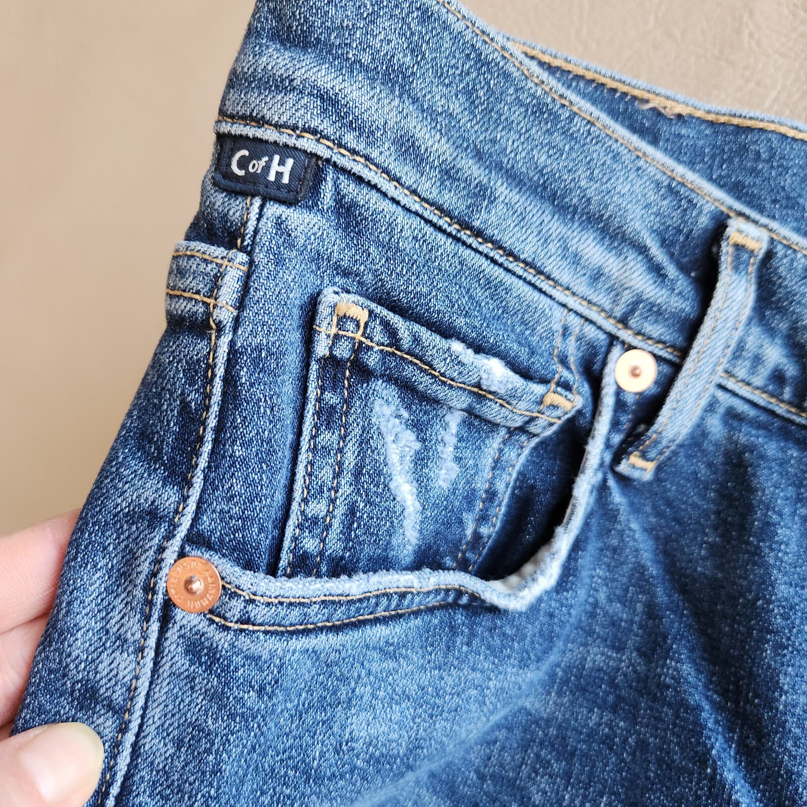 Citizens of Humanity Emerson Slim Boyfriend Distressed Jean Buttonfly Blue Sz.23 - Thumbnail 8