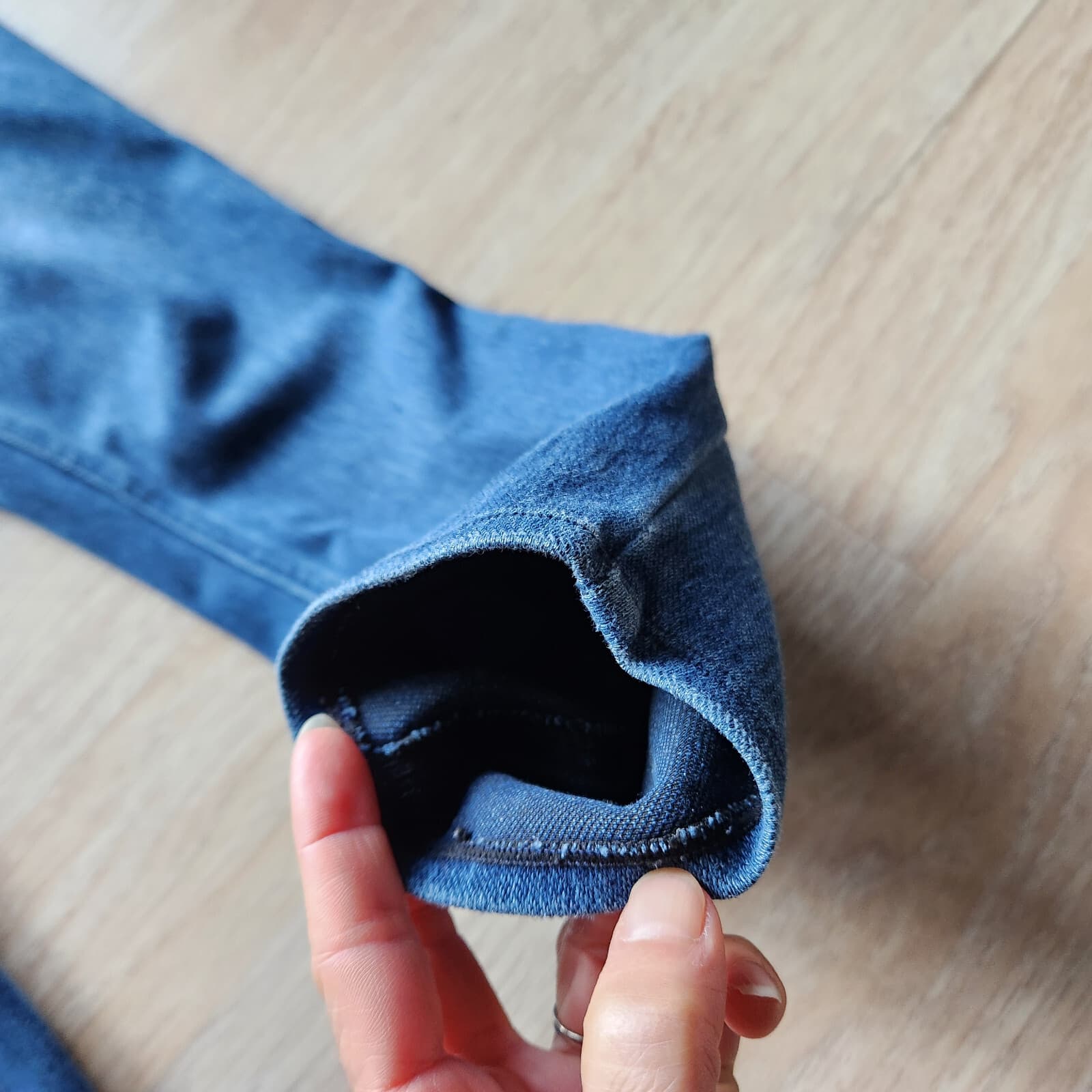 SPANX Jean-ish Ankle Legging Pull-On Back-Pocket Stretch Cotton Blend Blue Sz.M - Thumbnail 7