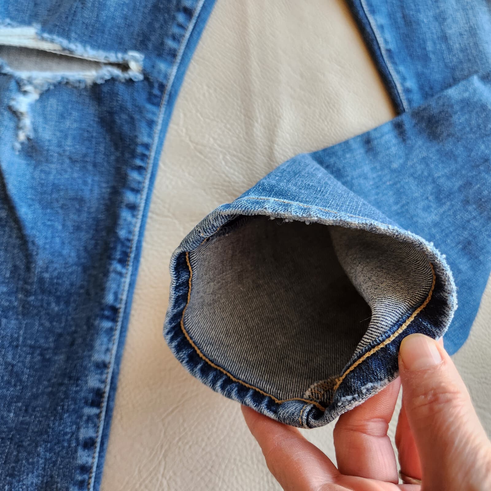 Citizens of Humanity Emerson Slim Boyfriend Distressed Jean Buttonfly Blue Sz.23 - Thumbnail 5