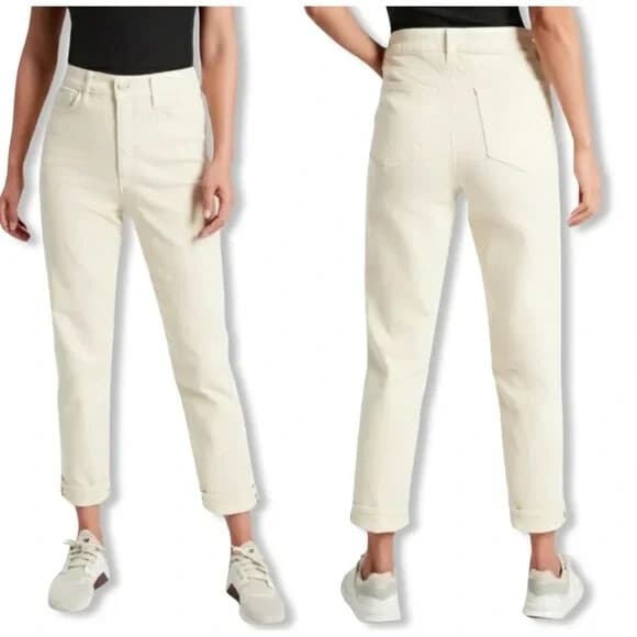 NWT Athleta $118 Flex Straight Leg Ankle Jean High Rise Pocket Cotton Bone 14-T - Thumbnail 4