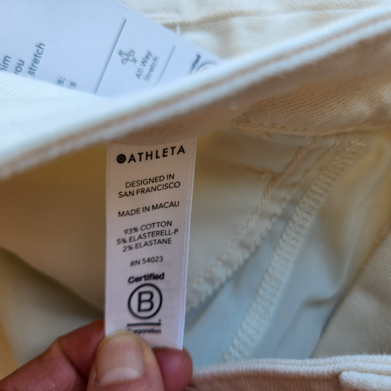 NWT Athleta $118 Flex Straight Leg Ankle Jean High Rise Pocket Cotton Bone 14-T - Thumbnail 10