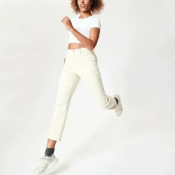 NWT Athleta $118 Flex Straight Leg Ankle Jean High Rise Pocket Cotton Bone 14-T - Thumbnail 6