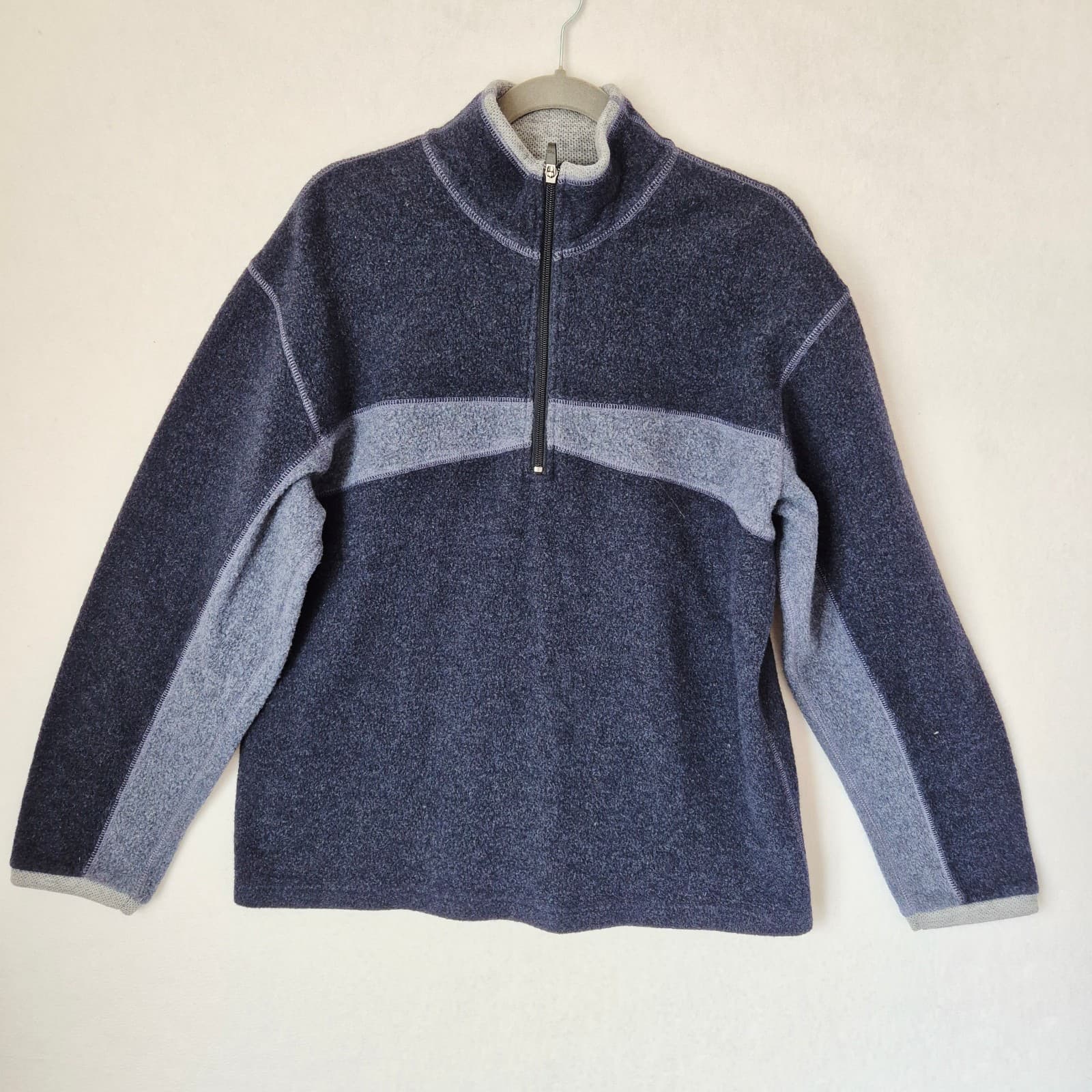 Vintage Eastern Mountain Sports Wool Blend Fleece 1/4 Zip Sweater Blue Men's M - Thumbnail 3