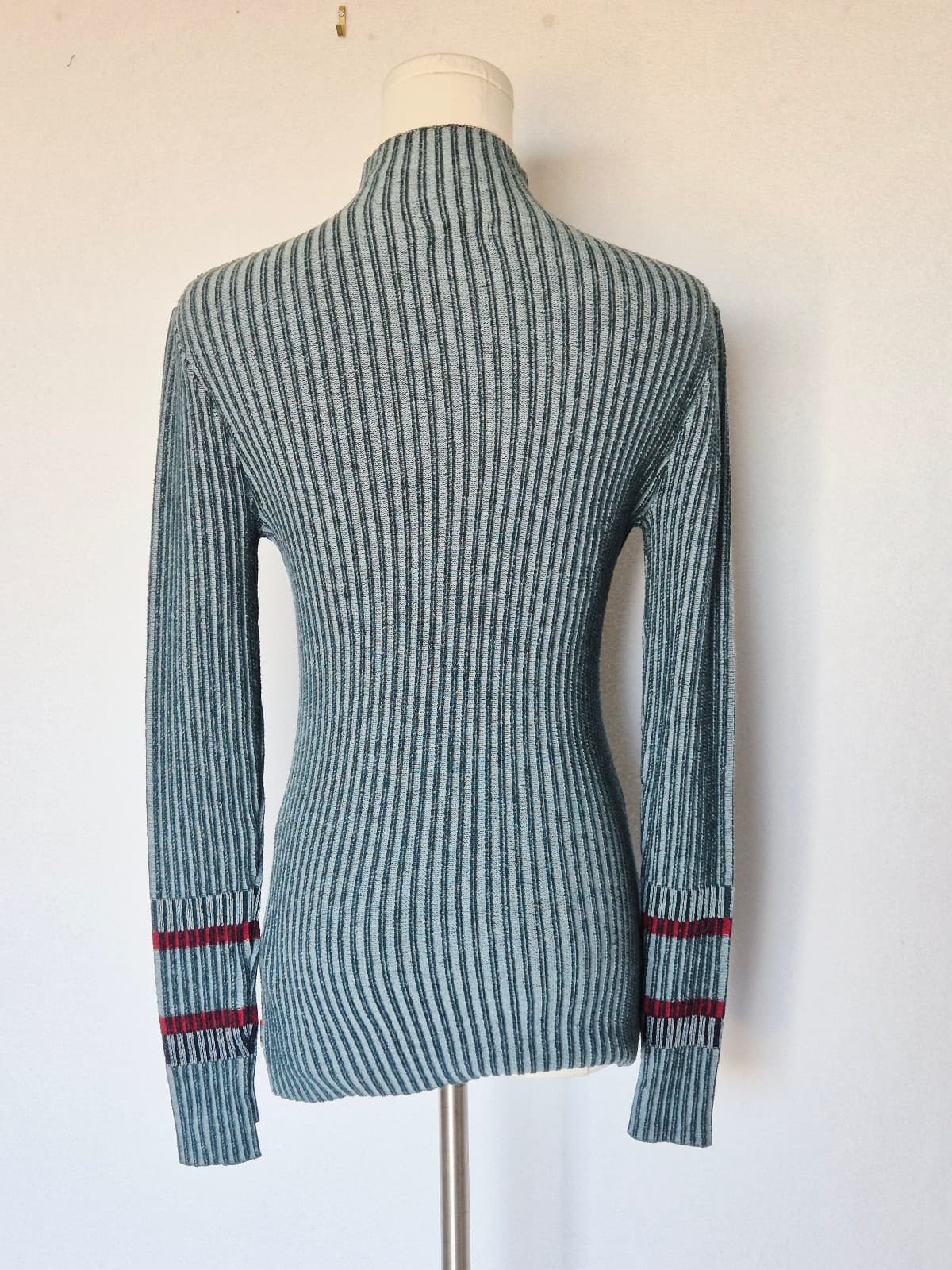 Smartwool Women's M Dacono Wool Blend Ribbed Knit Mock Neck Sweater Green Red - Thumbnail 6