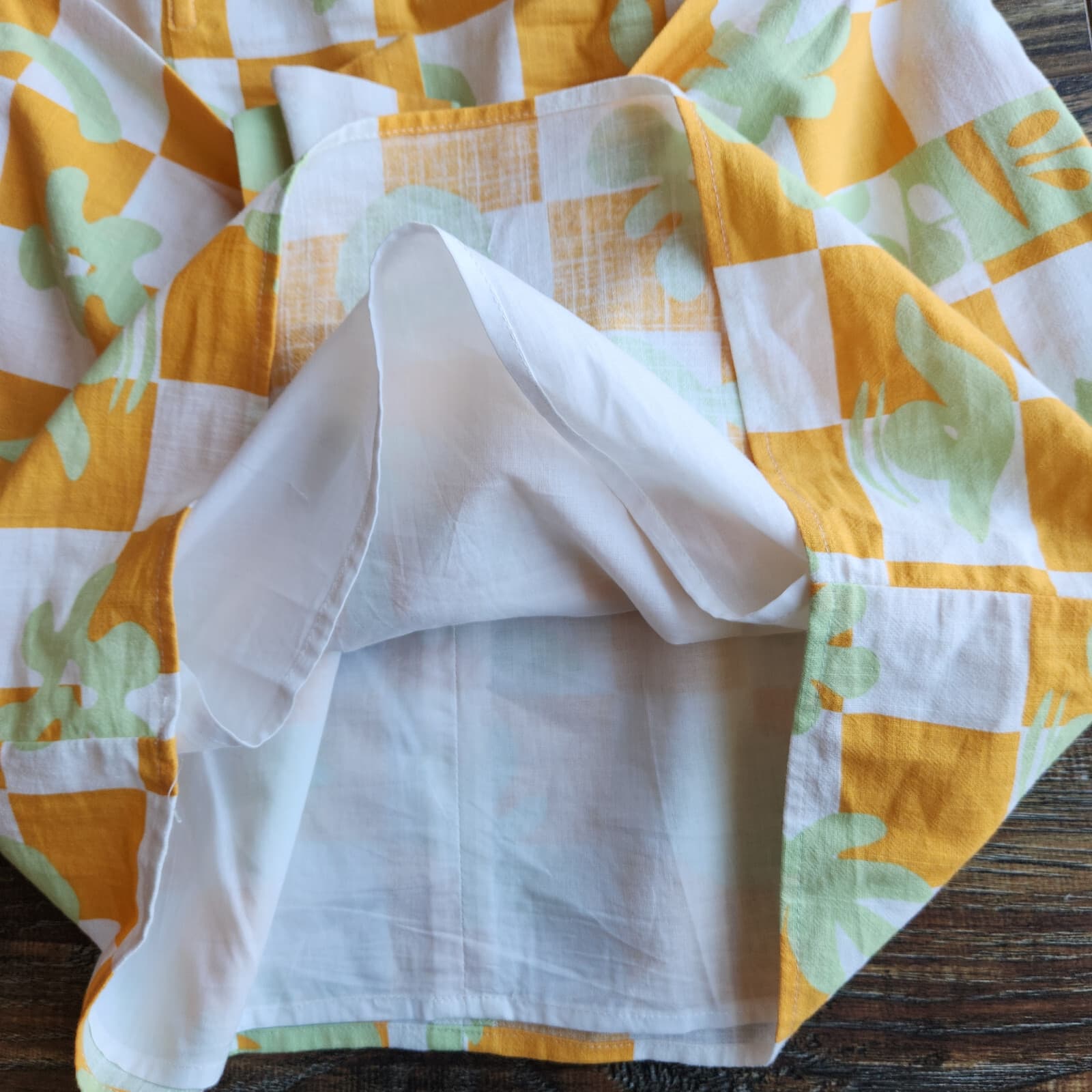 SABO Kingsley Checkerboard Bandeau Mini Summer Dress Tie-Front Cotton Yellow US8 - Thumbnail 9