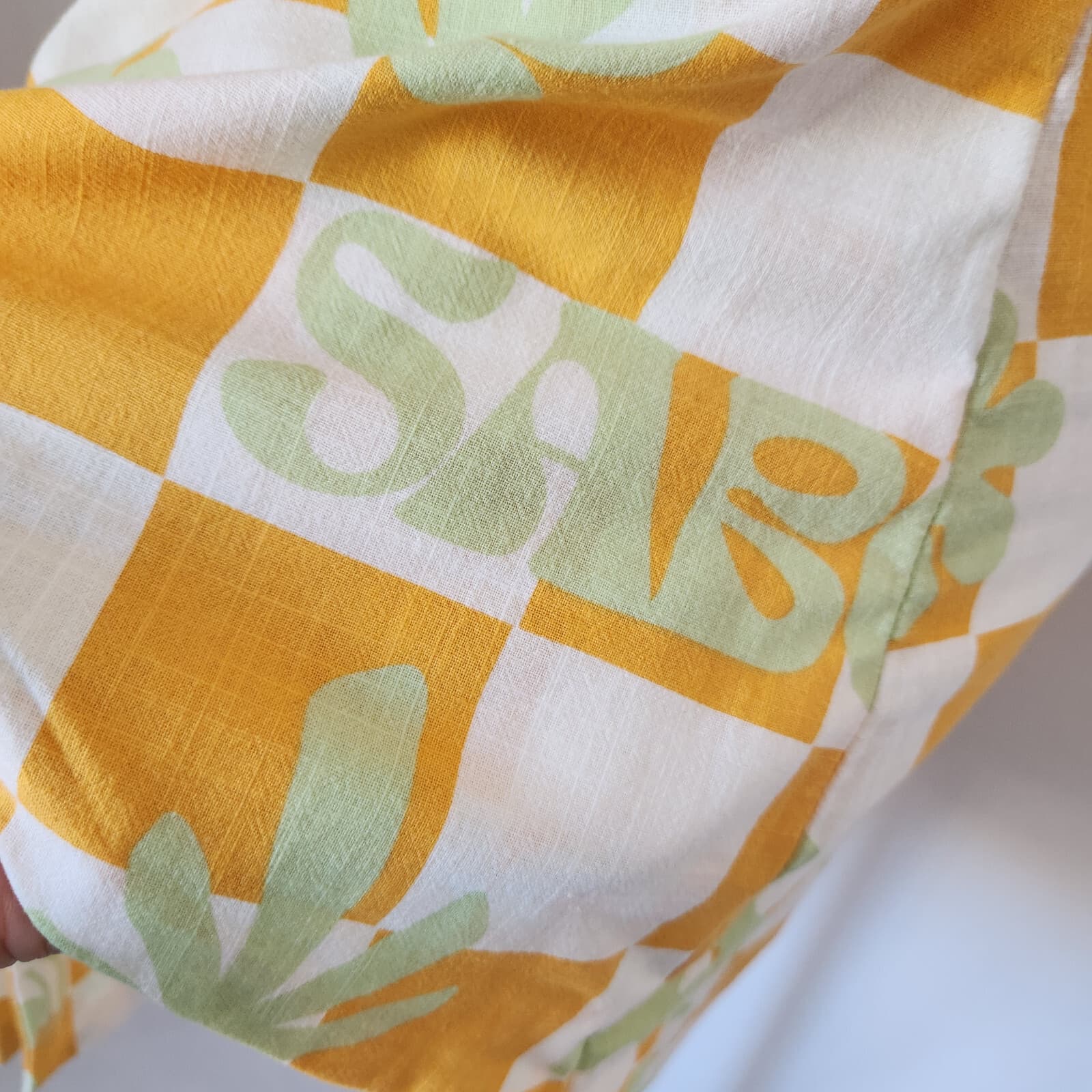 SABO Kingsley Checkerboard Bandeau Mini Summer Dress Tie-Front Cotton Yellow US8 - Thumbnail 8