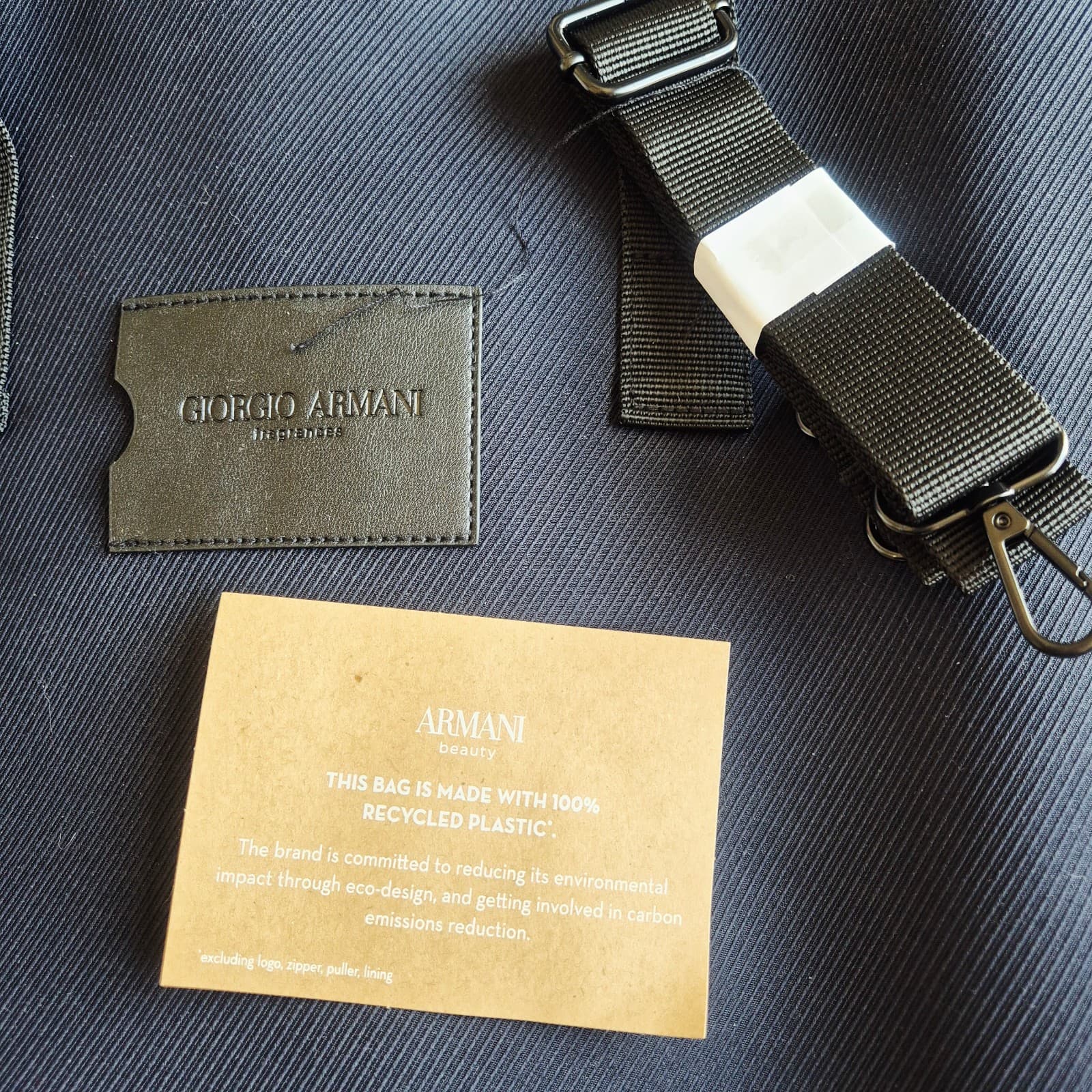 NWoT Giorgio Armani Fragrance Twill Canvas Duffle Weekend Bag Adjustable Strap - Thumbnail 4