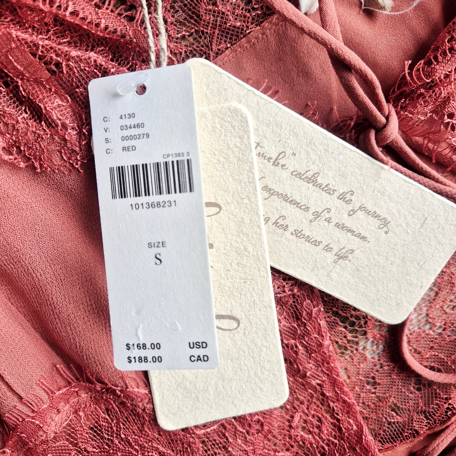 NEW Let Me Be Anthropologie Lace Trim Sleeveless Cutout Maxi Slip Dress Red Sz.S - Thumbnail 16
