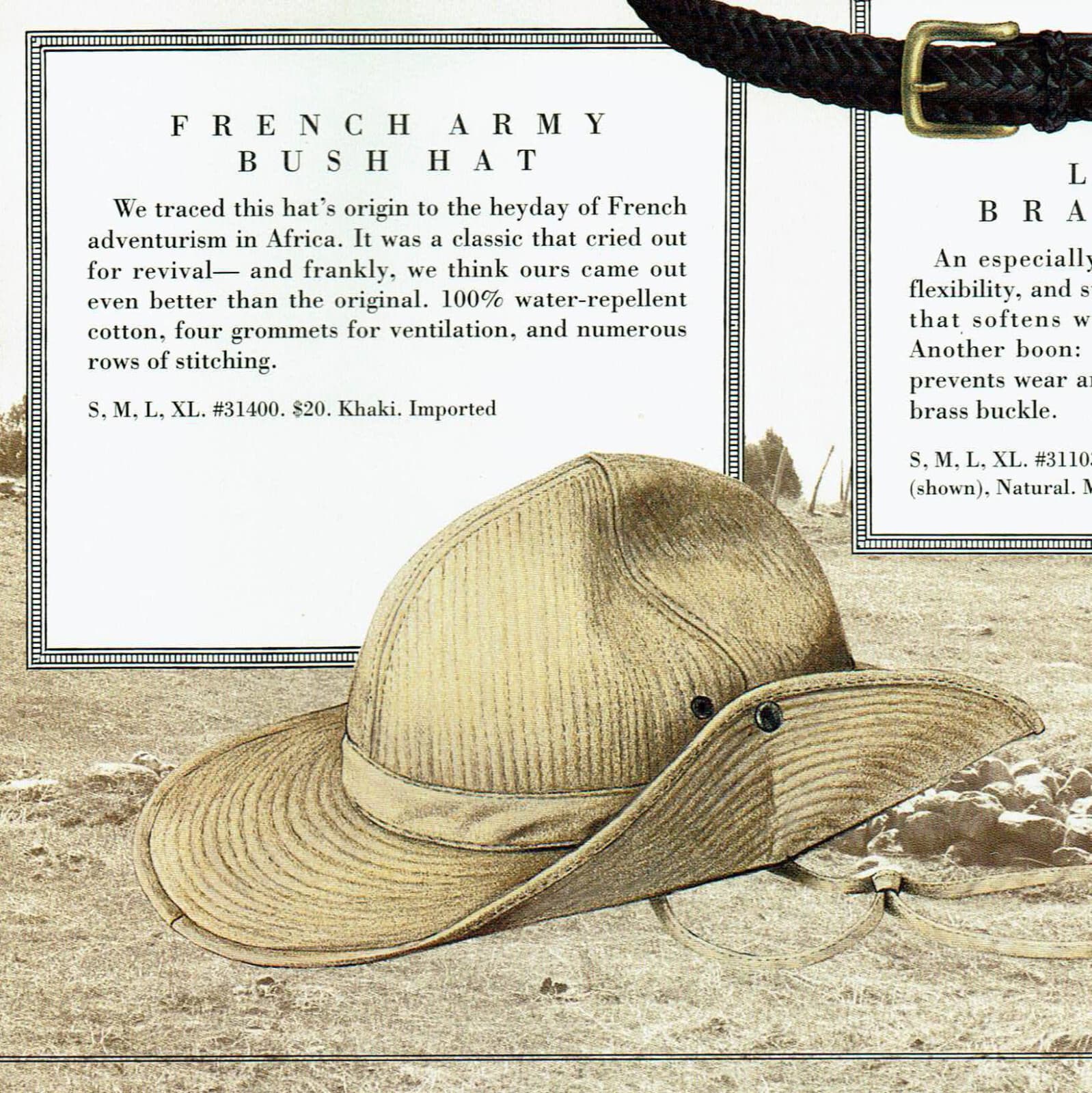 Vintage'80s Banana Republic French Army Bush Hat Water Repellent Side Snap Khaki - Thumbnail 3