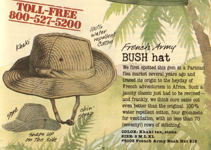 Vintage'80s Banana Republic French Army Bush Hat Water Repellent Side Snap Khaki - Thumbnail 5