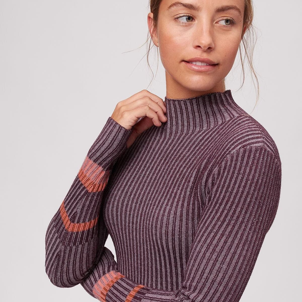 Smartwool Women's M Dacono Wool Blend Ribbed Knit Mock Neck Sweater Green Red - Thumbnail 8