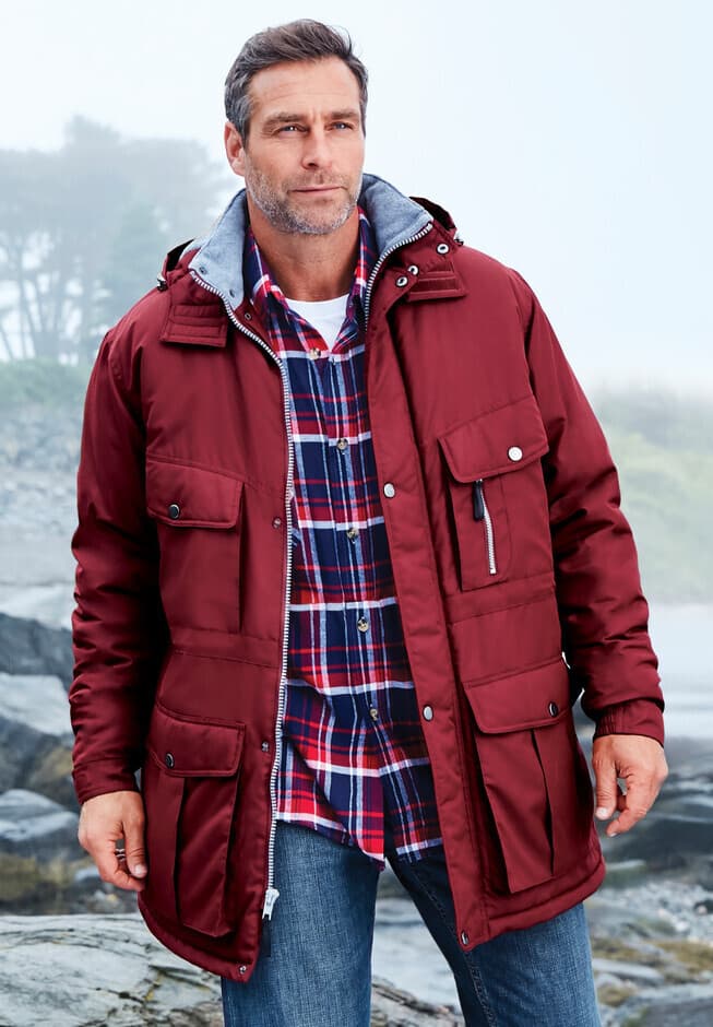 NWT Boulder Creek $208 Fleece Lined Removable Hood Parka Jacket Red Mens 3XL Big - Thumbnail 3