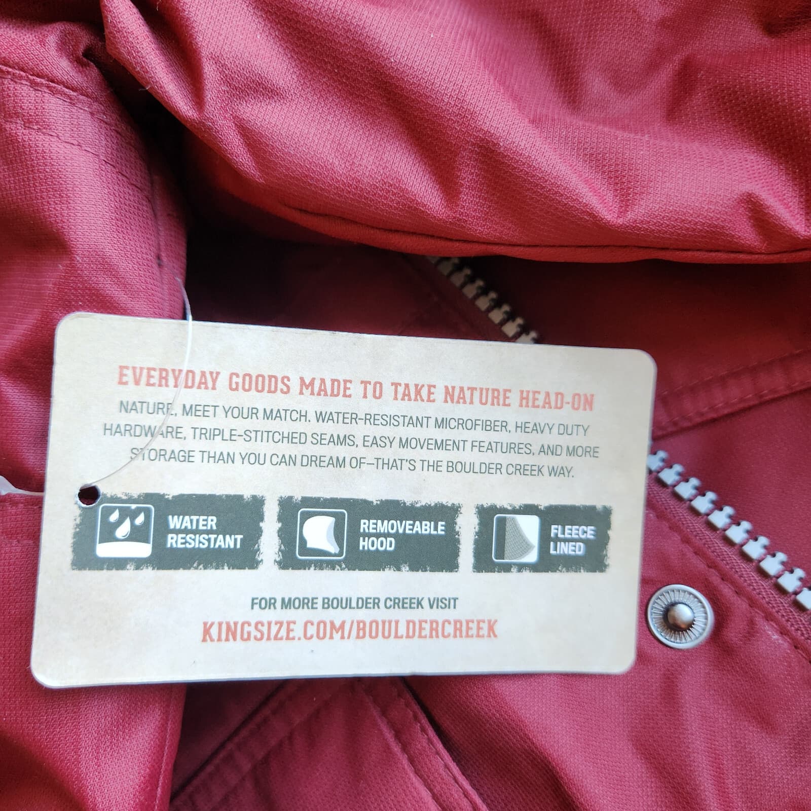 NWT Boulder Creek $208 Fleece Lined Removable Hood Parka Jacket Red Mens 3XL Big - Thumbnail 13