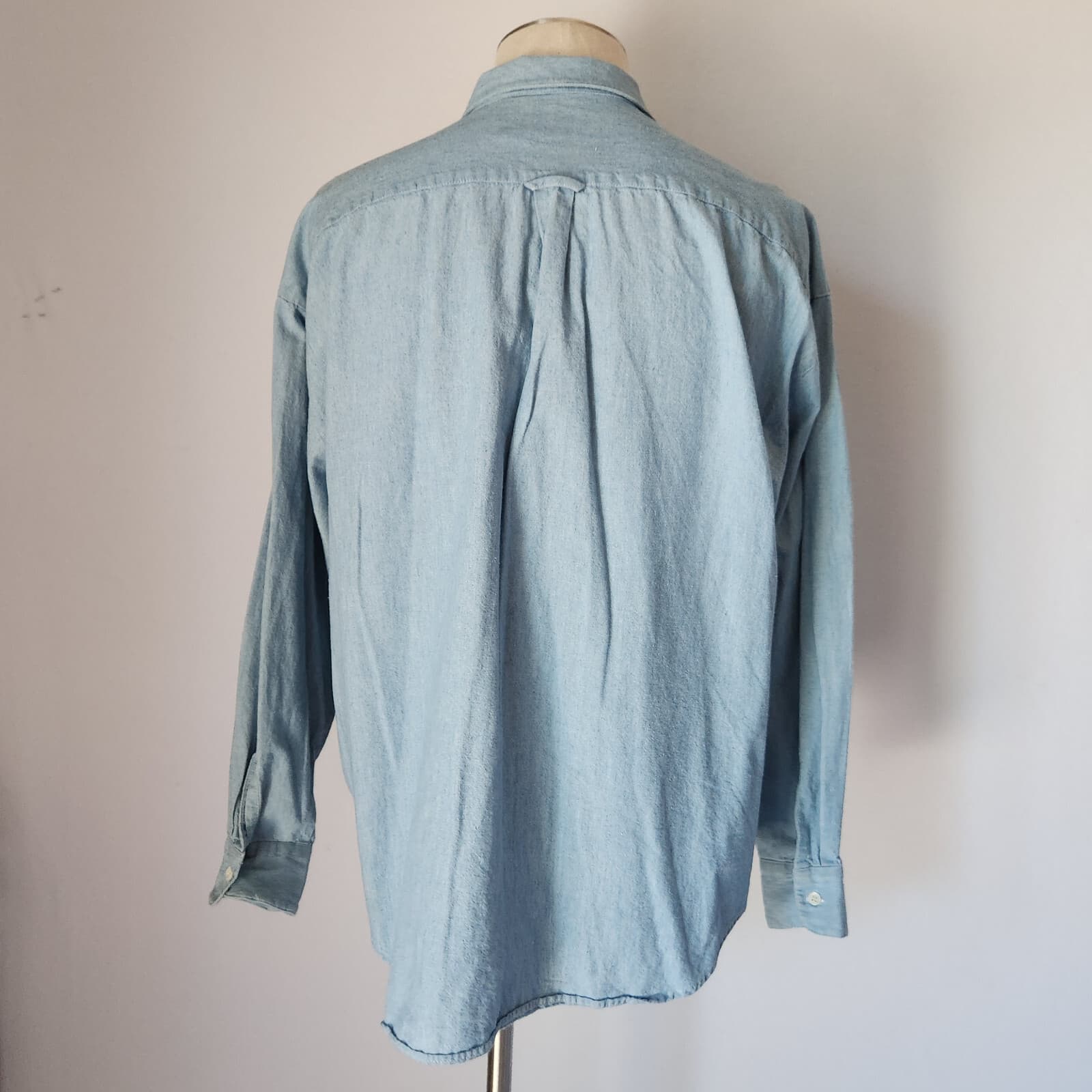 Vintage'90s Gap Floral Embroidered Light Blue Denim Button-Down Shirt Women's L - Thumbnail 5