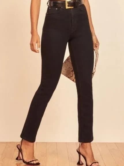 Reformation Skinny Jean High Rise Organic Cotton Blend Zip Stretch Wash Black 29 - Thumbnail 4