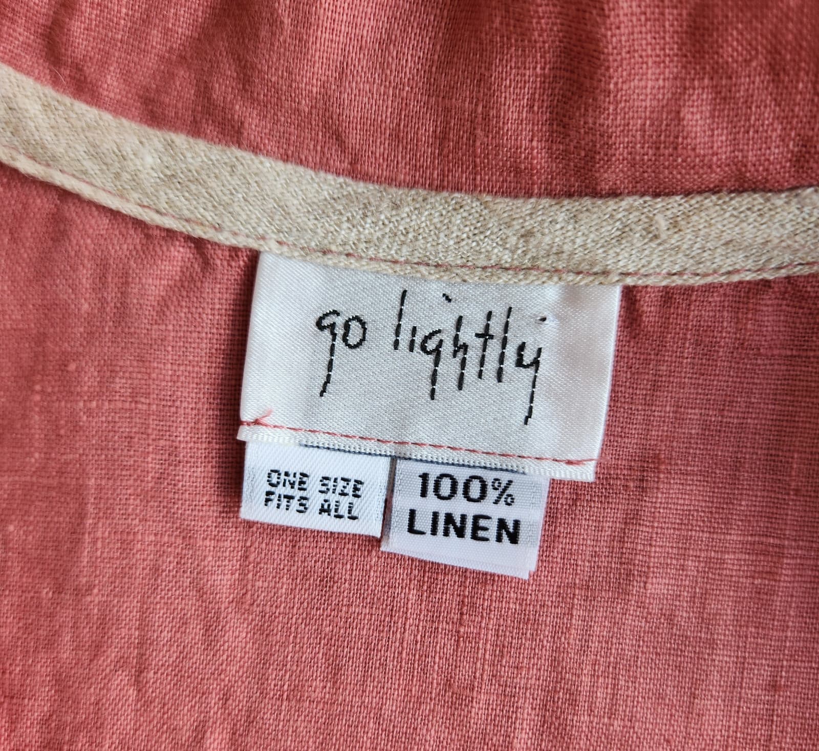 Go Lightly Alexandra Shirt 100% Linen Lagenlook Button 3/4 Sleeve Coral One Size - Thumbnail 11