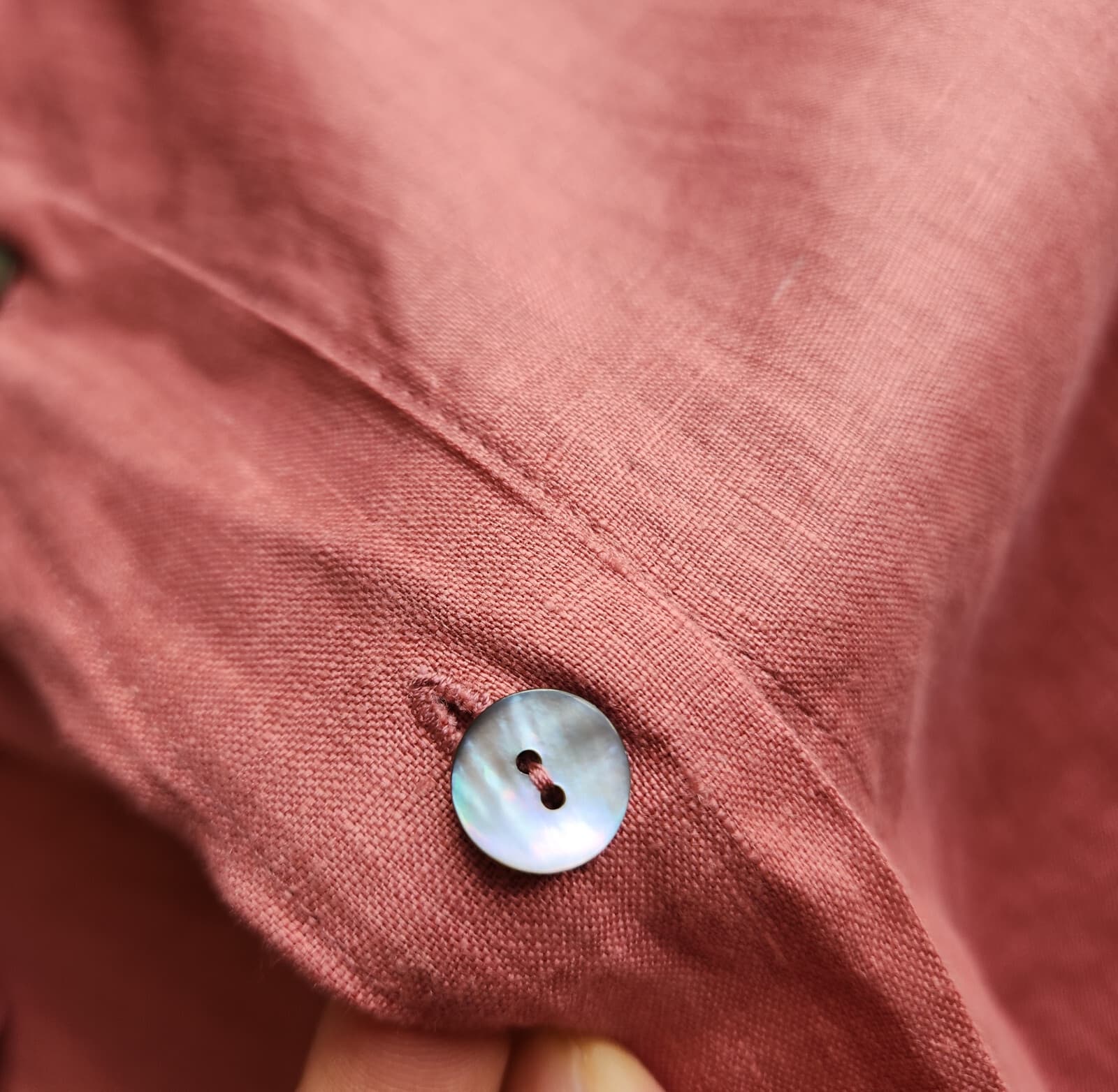 Go Lightly Alexandra Shirt 100% Linen Lagenlook Button 3/4 Sleeve Coral One Size - Thumbnail 9