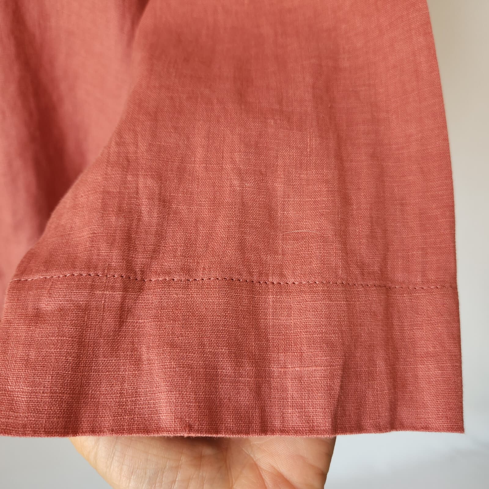 Go Lightly Alexandra Shirt 100% Linen Lagenlook Button 3/4 Sleeve Coral One Size - Thumbnail 5
