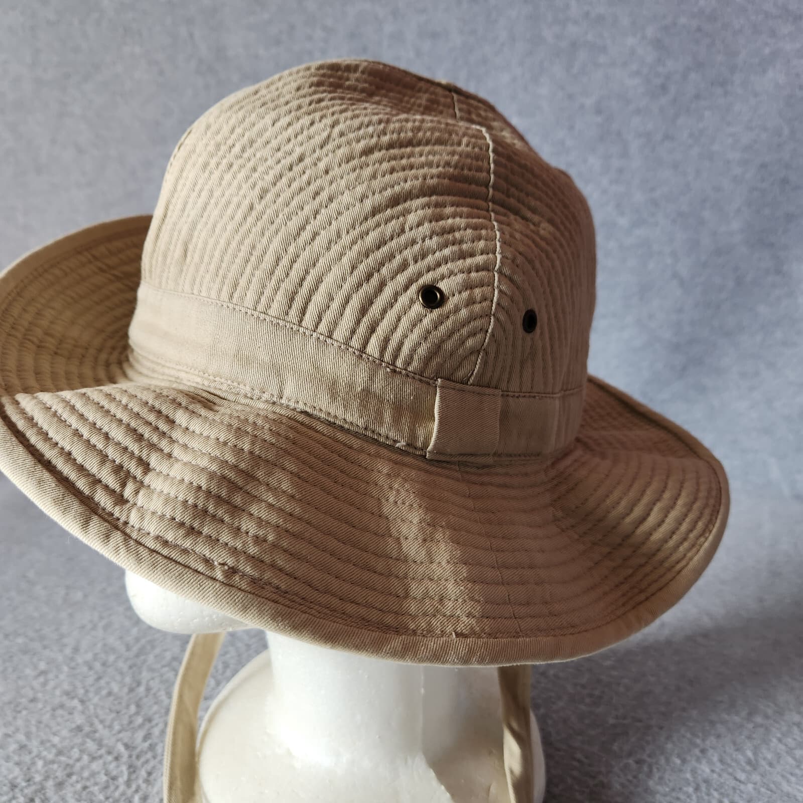 Vintage'80s Banana Republic French Army Bush Hat Water Repellent Side Snap Khaki - Thumbnail 4