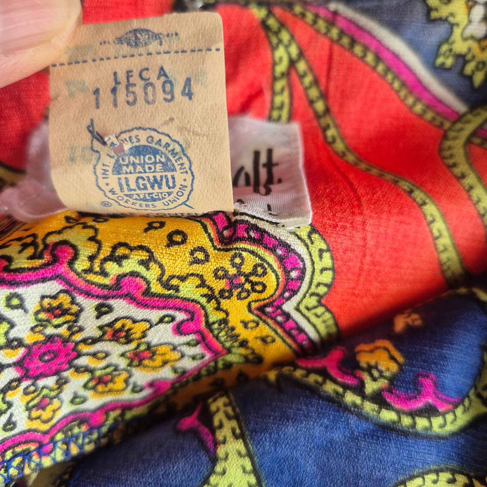 Vintage Lounge Craft Neon Psychedelic Maxi Hostess Kaftan Robe Dress Attached S - Thumbnail 11