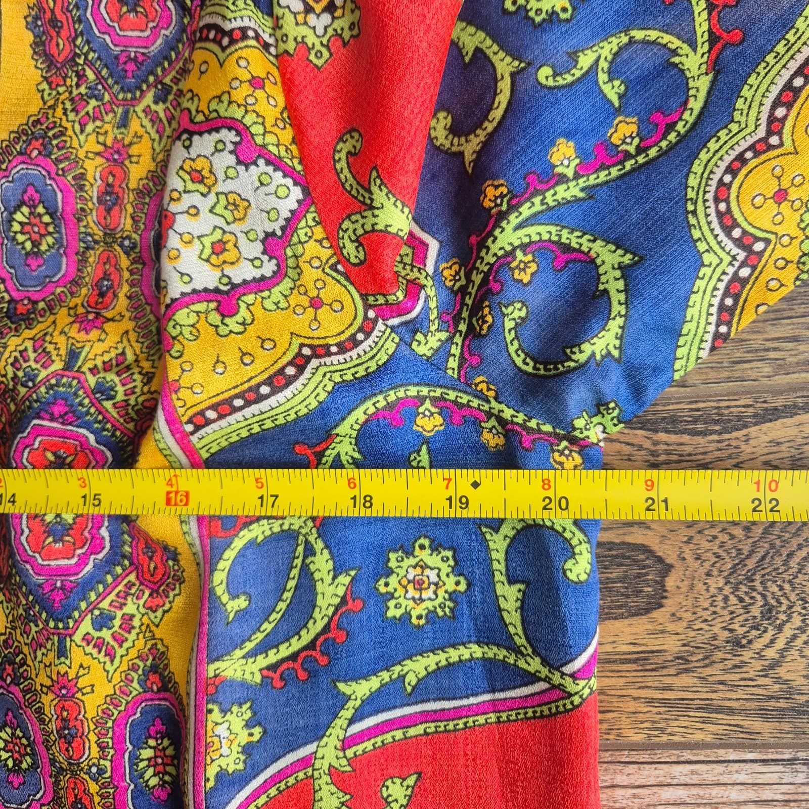Vintage Lounge Craft Neon Psychedelic Maxi Hostess Kaftan Robe Dress Attached S - Thumbnail 13