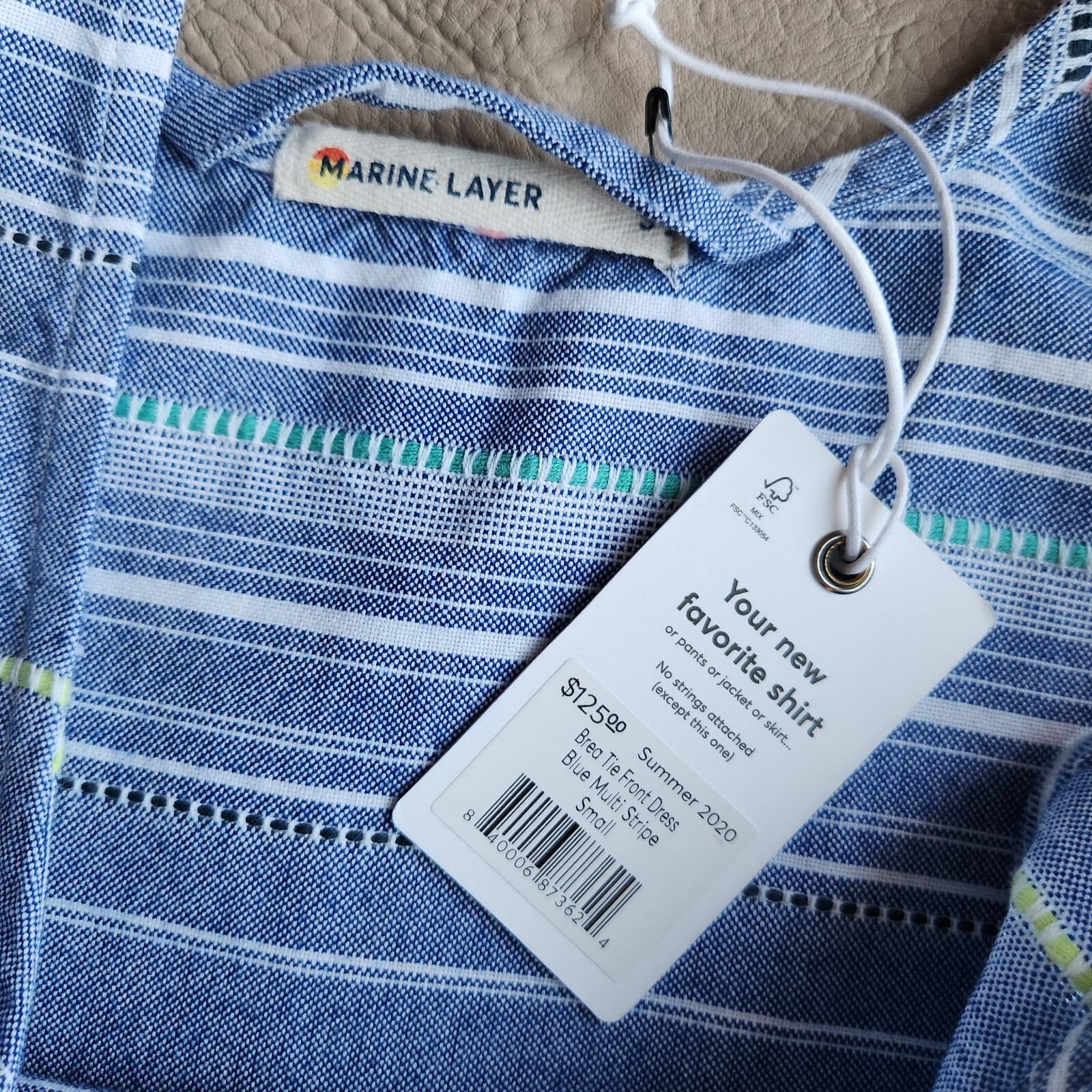 NWT Marine Layer Brea Midi Dress Sleeveless Cotton Blue Multi Strip Sz.S $125 - Thumbnail 7