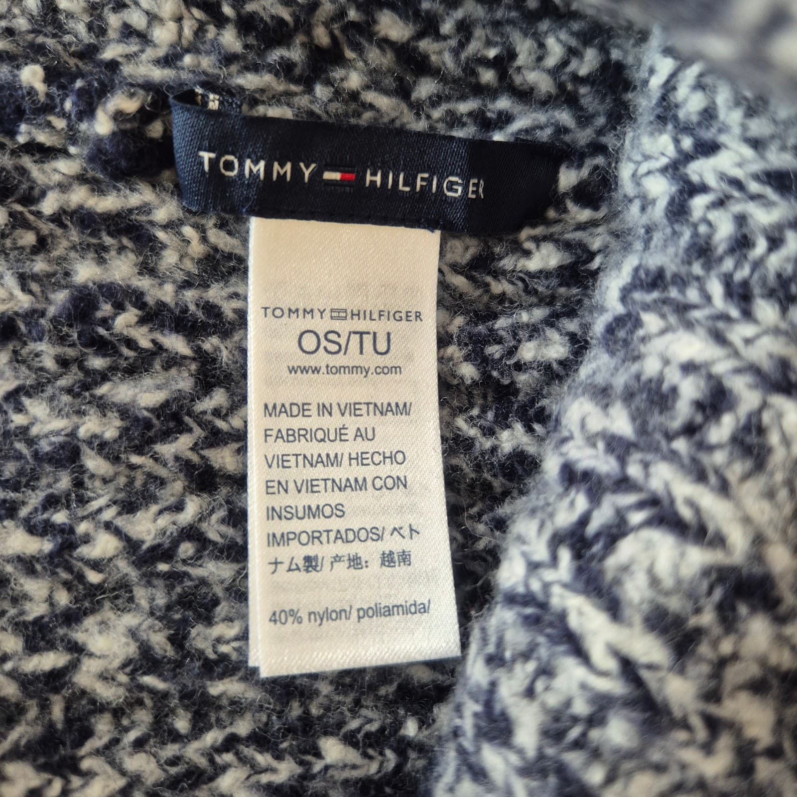 NWoT Tommy Hilfiger Wool Blend Cuff Pom Pom Beanie Hat Blue White Unisex O/S - Thumbnail 7