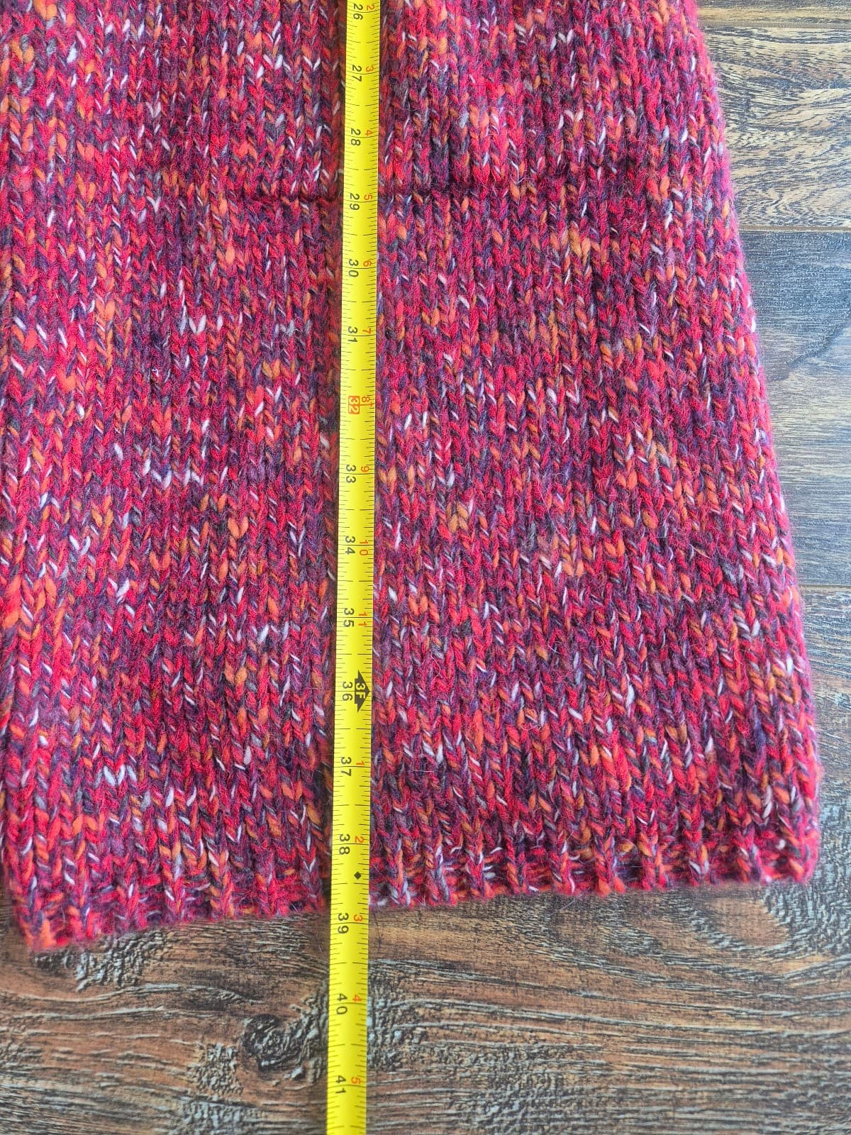 NWoT Lucky Brand Wool Blend Long Duster Drapped Cardigan Fringed Pocket Red XS - Thumbnail 14