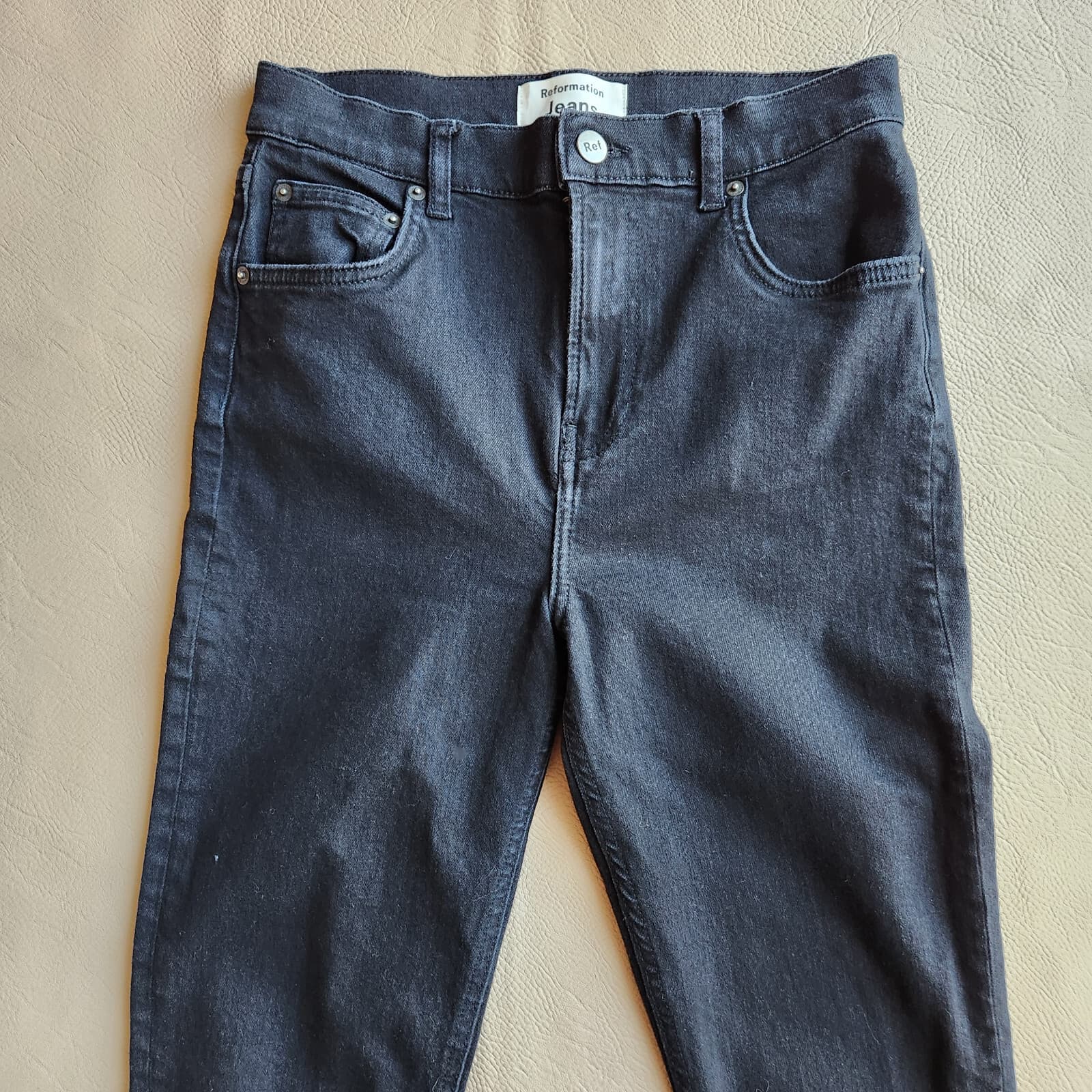 Reformation Skinny Jean High Rise Organic Cotton Blend Zip Stretch Wash Black 29 - Thumbnail 5