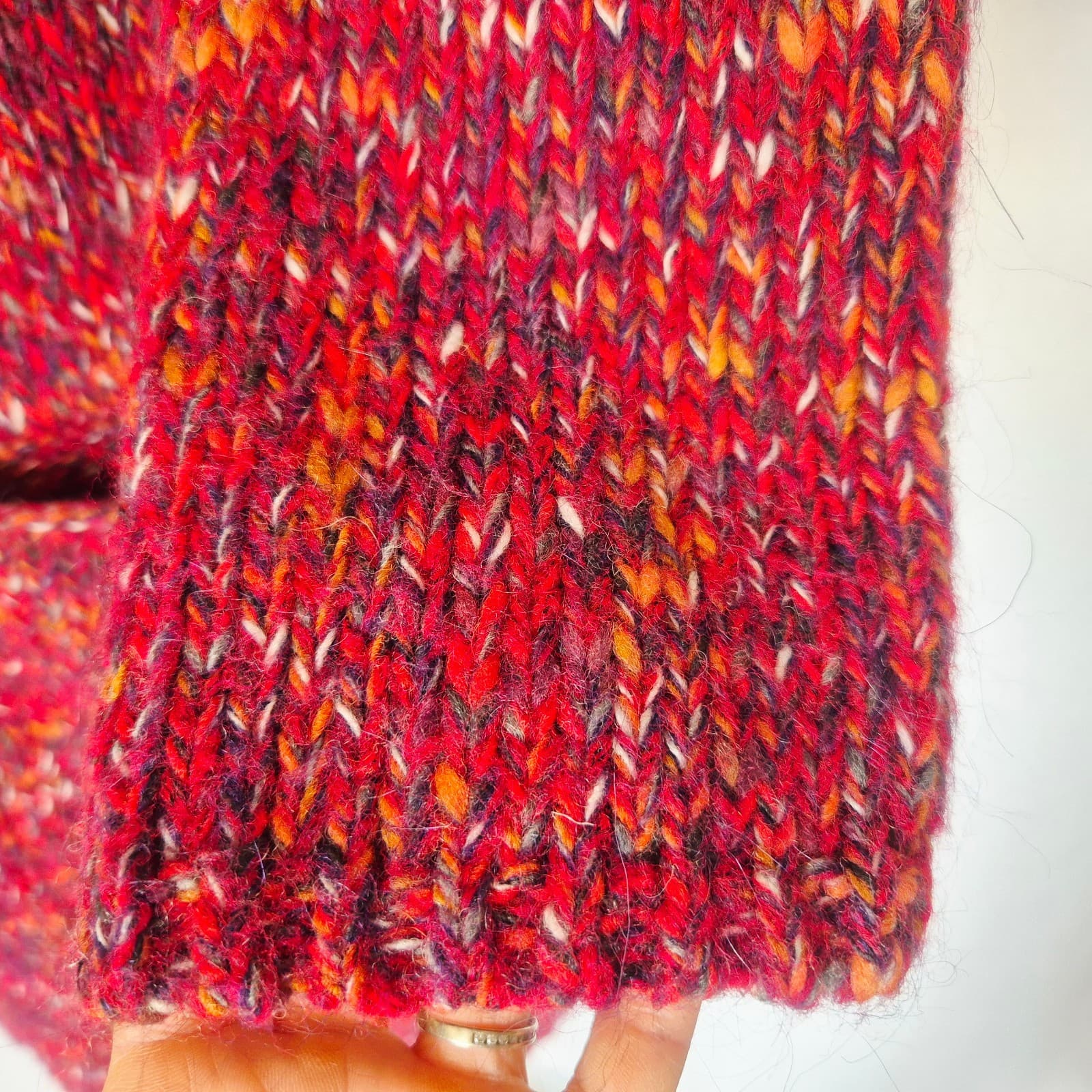 NWoT Lucky Brand Wool Blend Long Duster Drapped Cardigan Fringed Pocket Red XS - Thumbnail 6